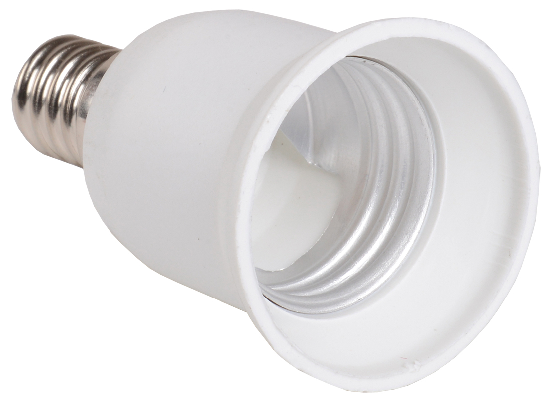 Переходник ПР14-27-К02 пластик, Е14-Е27, белый, индивидуальный пакет