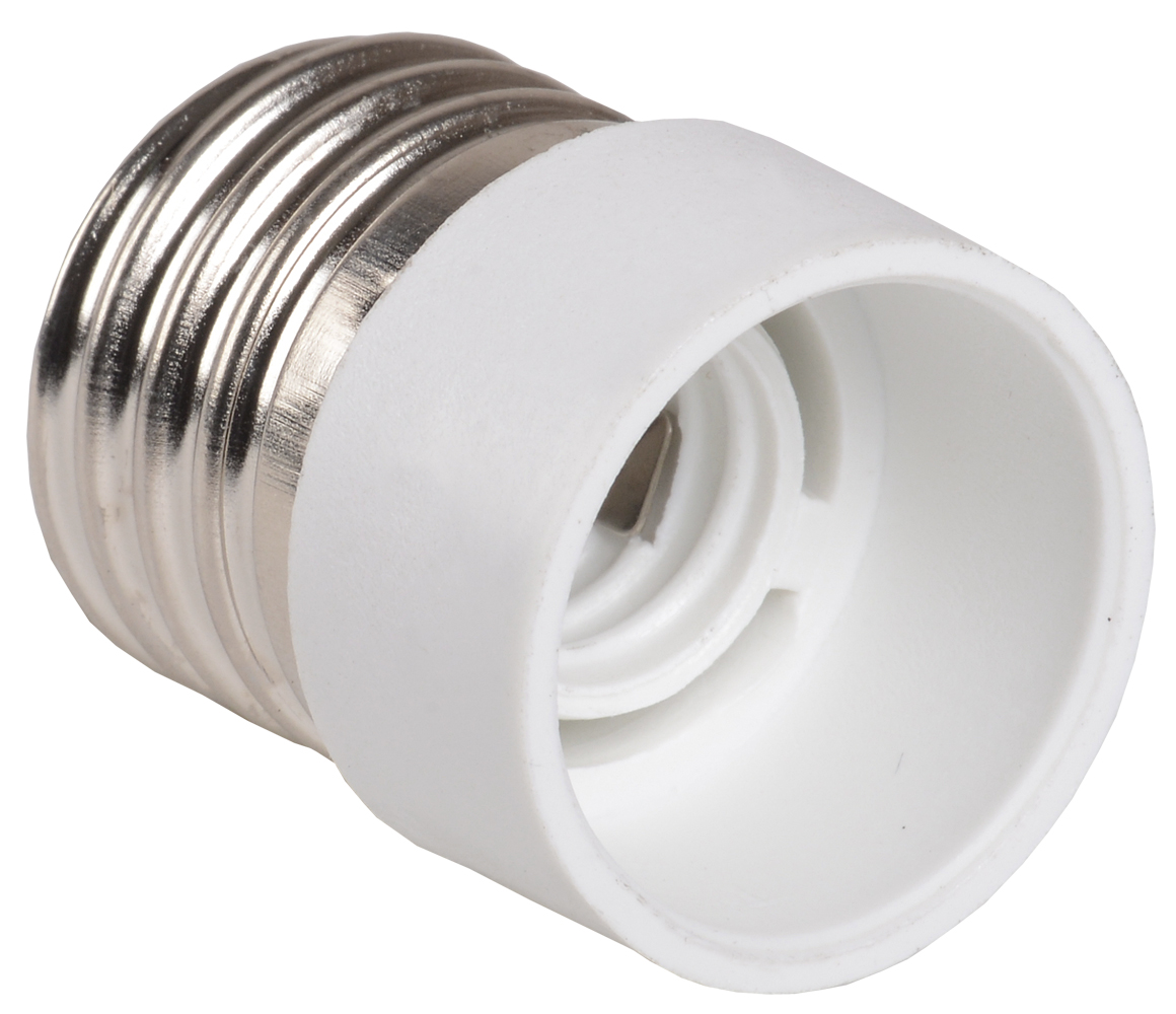 Переходник ПР27-14-К02 пластик, Е27-Е14, белый, индивидуальный пакет