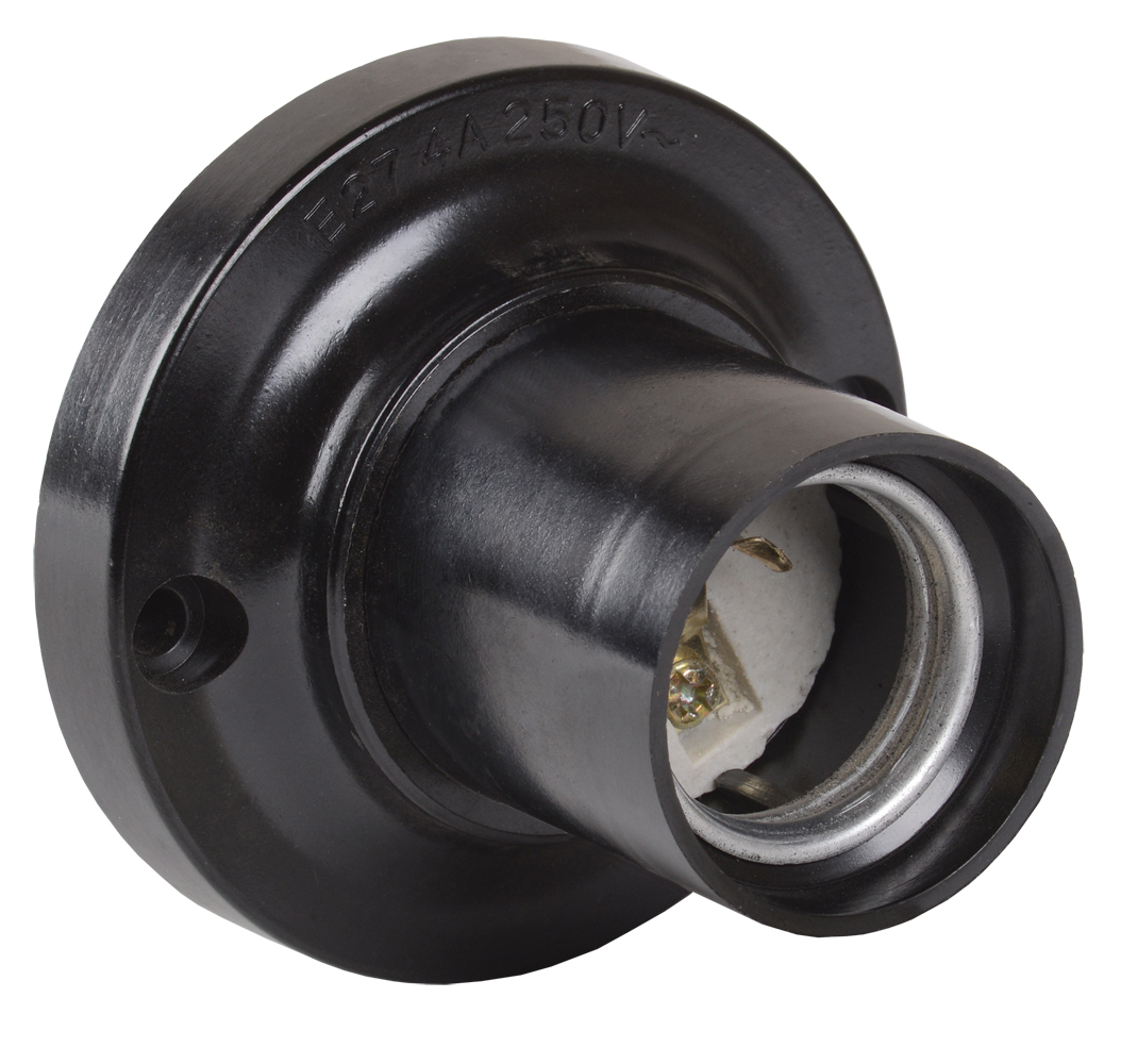 Патрон потолочный карболитовый Пкб27-04-К21 Е27 черный стикер на изделии