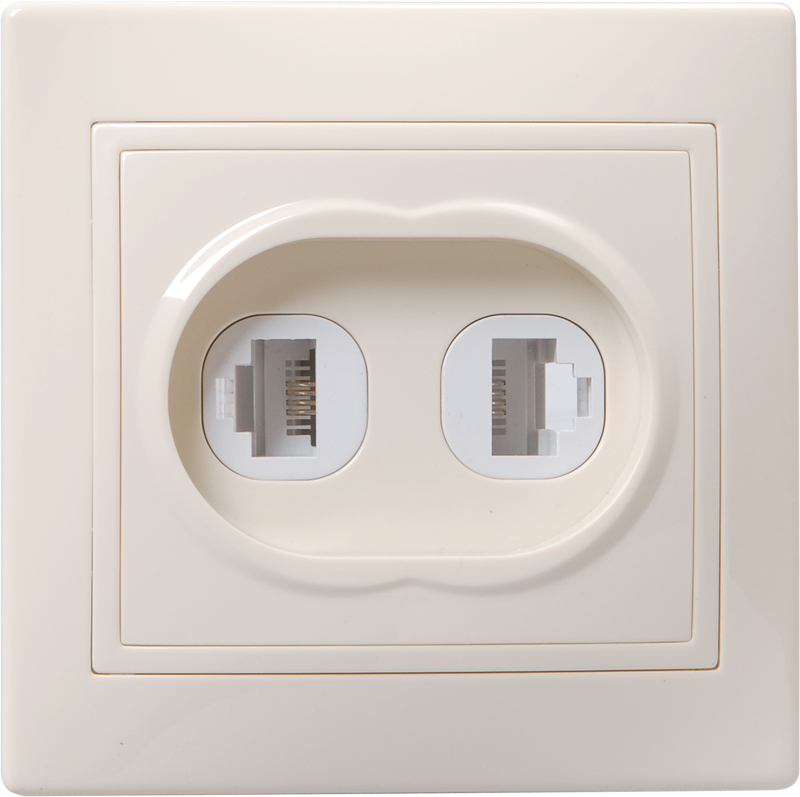 KVARTA Розетка 2-местная RJ11+RJ45 кат.5е РК/Т12-ККм кремовый GENERICA