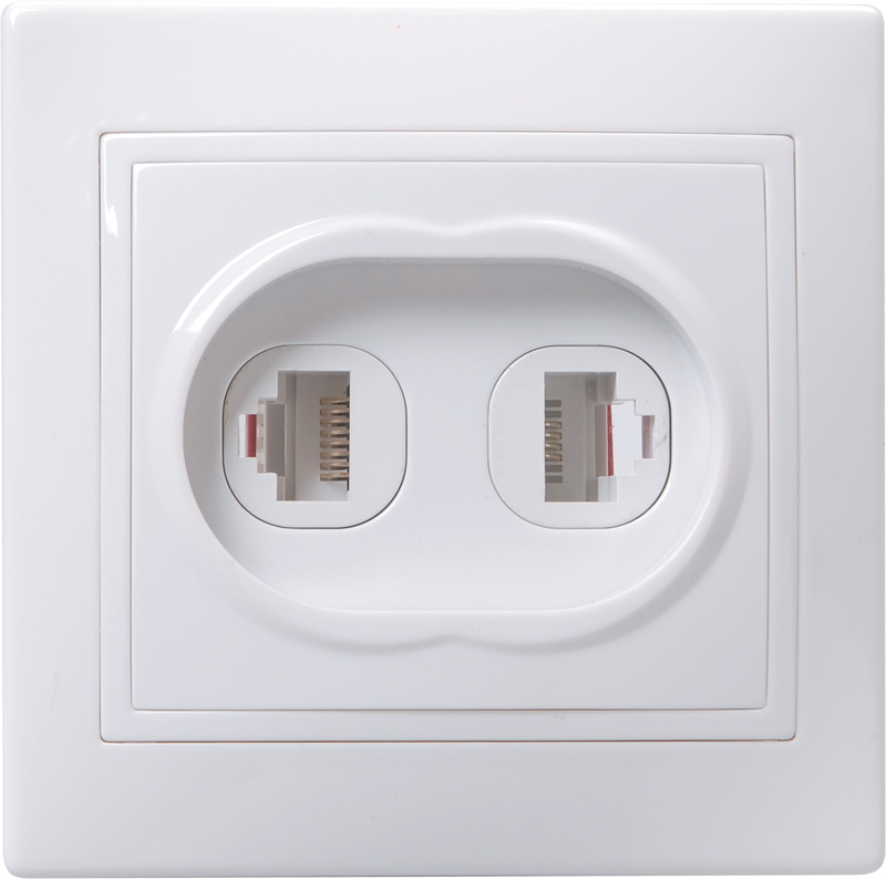 KVARTA Розетка 2-местная RJ11+RJ45 кат.5е РК/Т12-КБ белый GENERICA