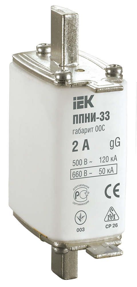 Вставка плавкая предохранителя ППНИ-33, габарит 00С, 2А