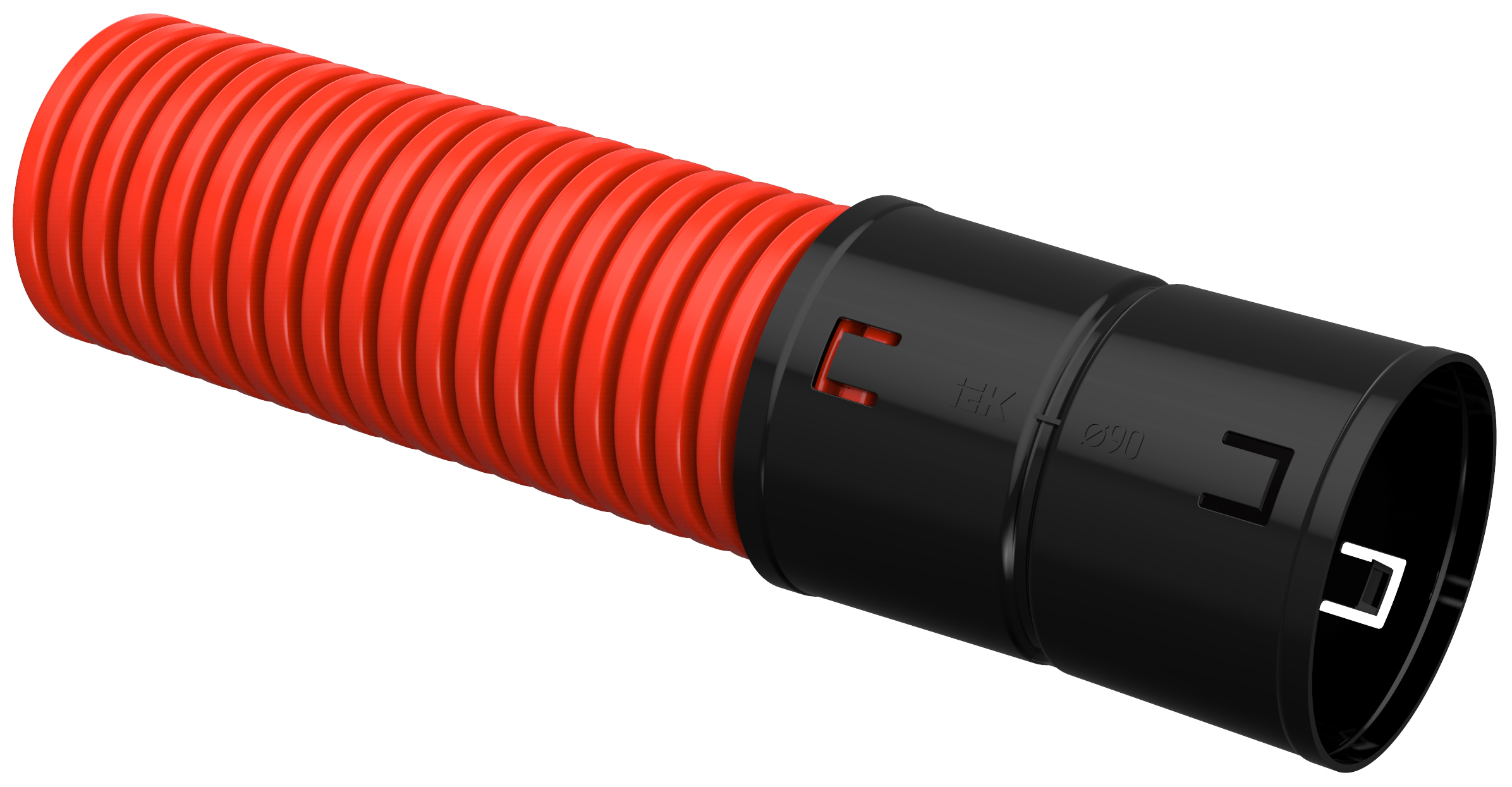 Труба гофрированная двустенная ПНД d=90мм красная (100м) IEK