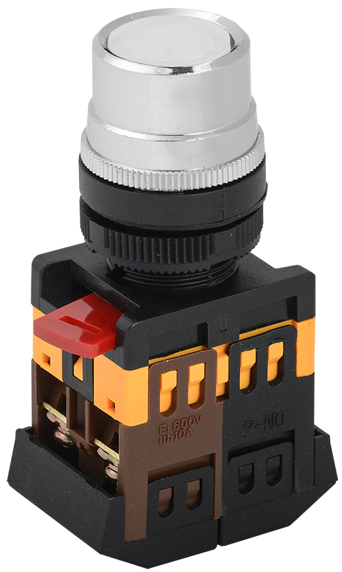 Кнопка белая ABLFS-22 1з+1р с подсветкой неон 240В