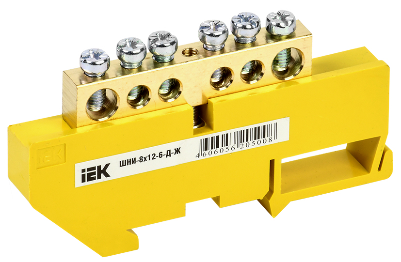 Шина PE земля на DIN-изоляторах ШНИ-8х12-6-Д-Ж