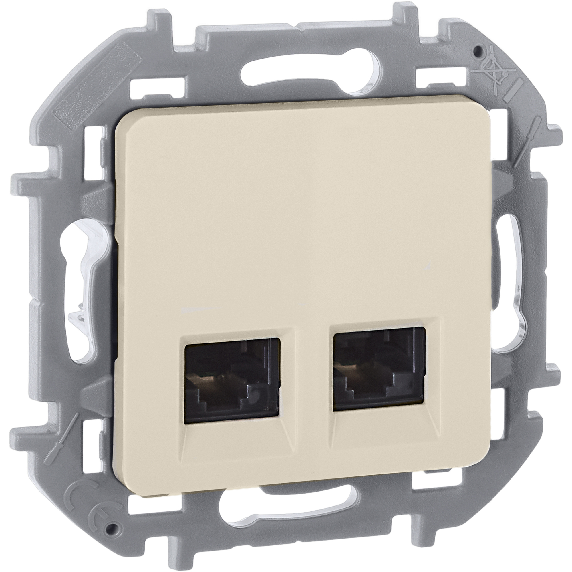 Розетка компьютерная двойная RJ45 категория 5Е UTP слоновая кость INSPIRIA