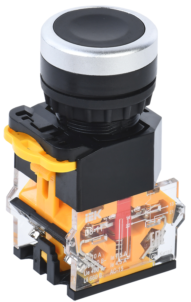 Кнопка D8-11 d=22мм 1з+1р черная