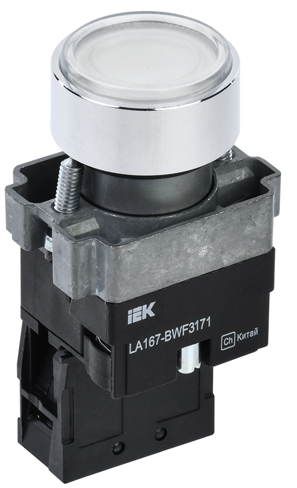 Кнопка LA167-BWF3171 d=22мм RC 1з с подсвет. белая