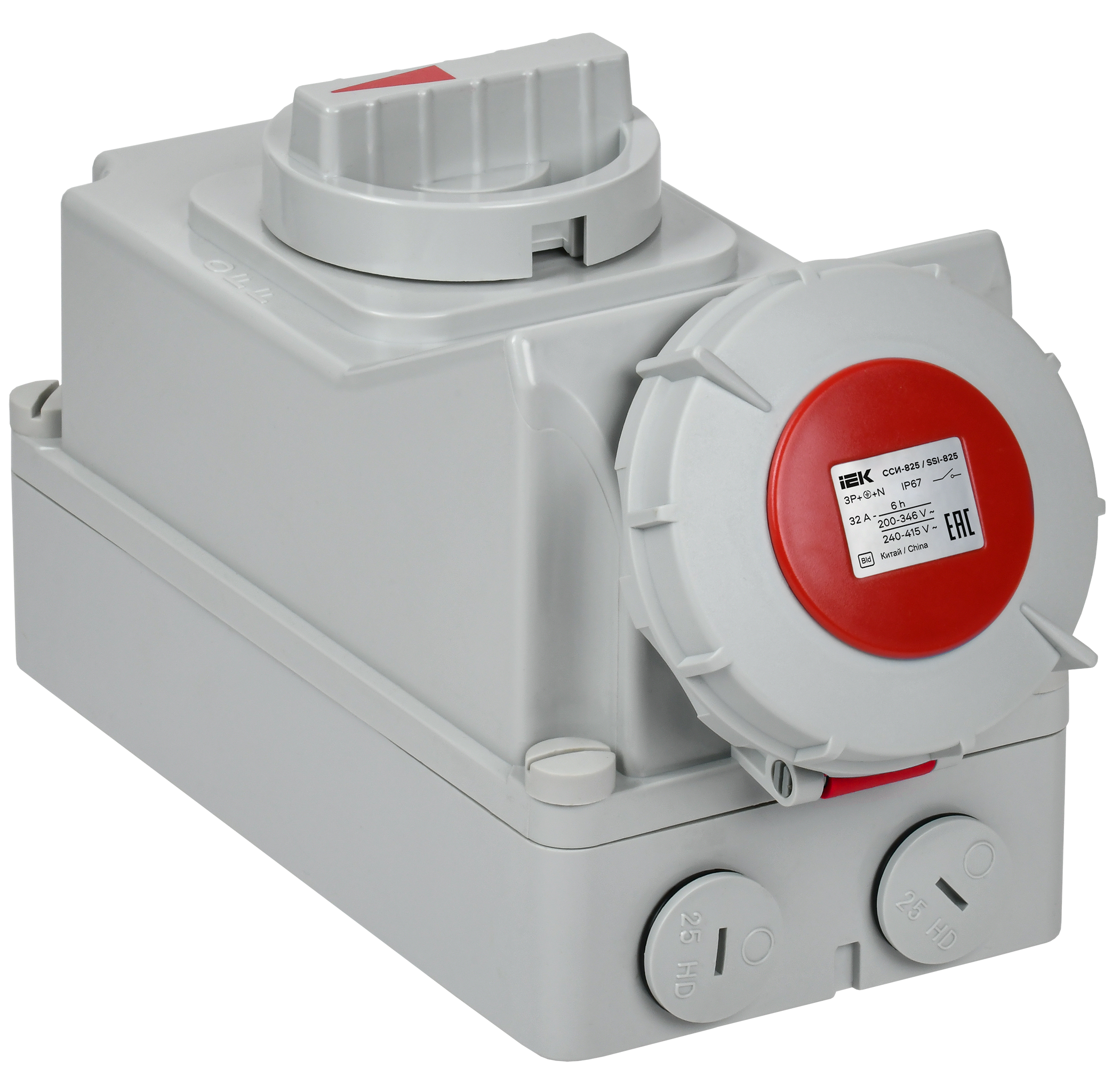 Розетка с механической блокировкой ССИ-825 32А-6ч/380В 3P+PE+N IP67 IEK