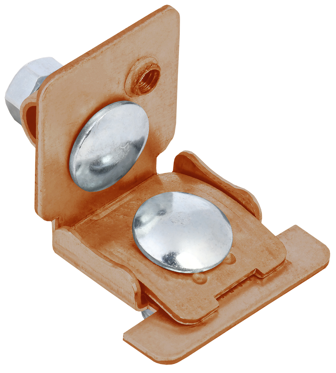 Держатель проводника круглого 6-10 мм для фальца 0,6-8 мм медь