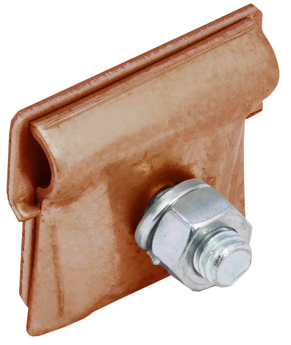 Держатель проводника круглого 6-10 мм для фальца 0,6-3 мм медь