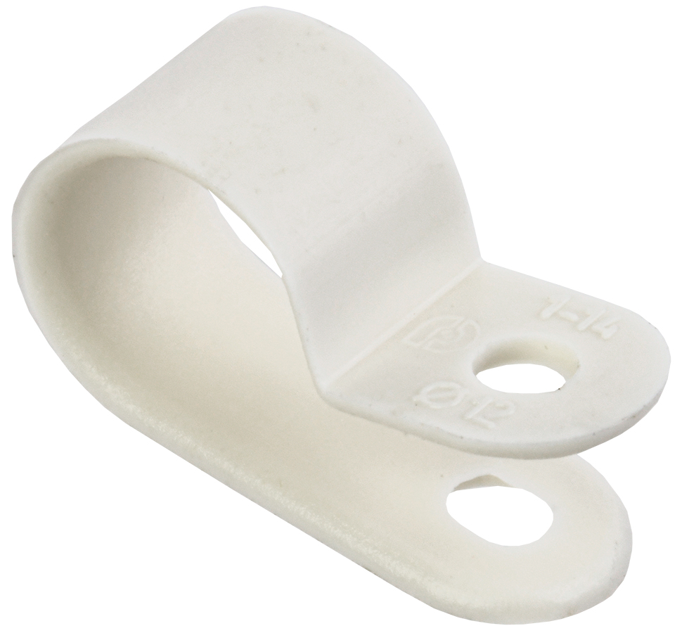 Скоба крепежная 12мм нейлоновая белая (50шт)