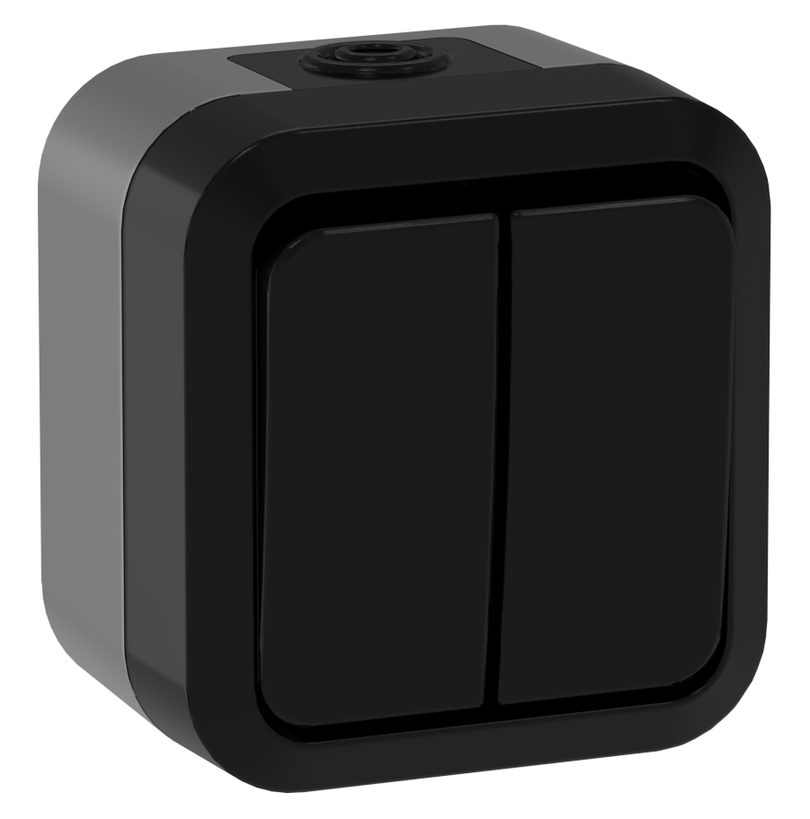 TORS Выключатель двухклавишный проходной 10А IP55 TS125 графит IEK