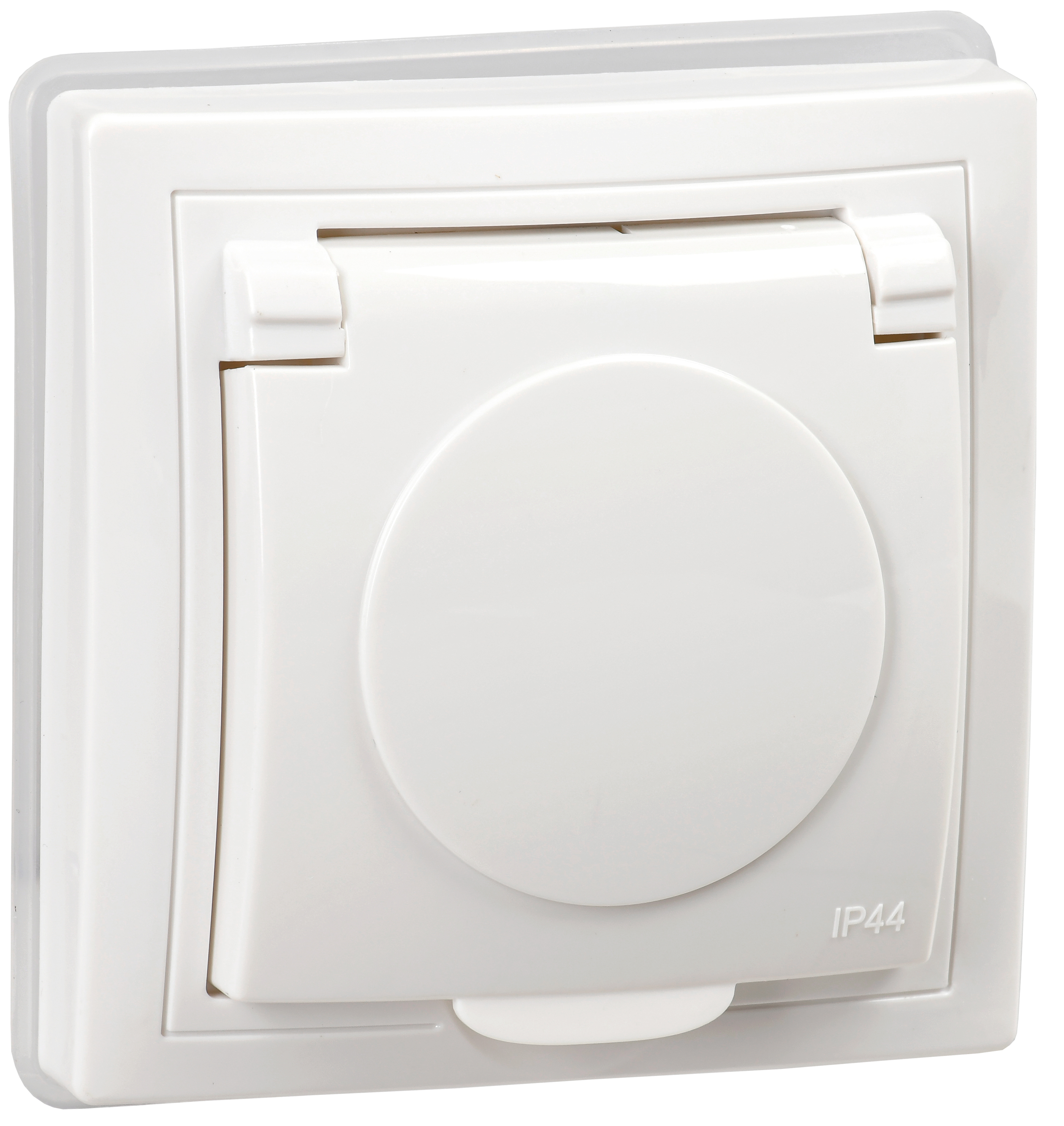 KVARTA Розетка с заземлением с защитными шторками с крышкой 16А IP44 РСбш10-3-КБ-44 белый GENERICA