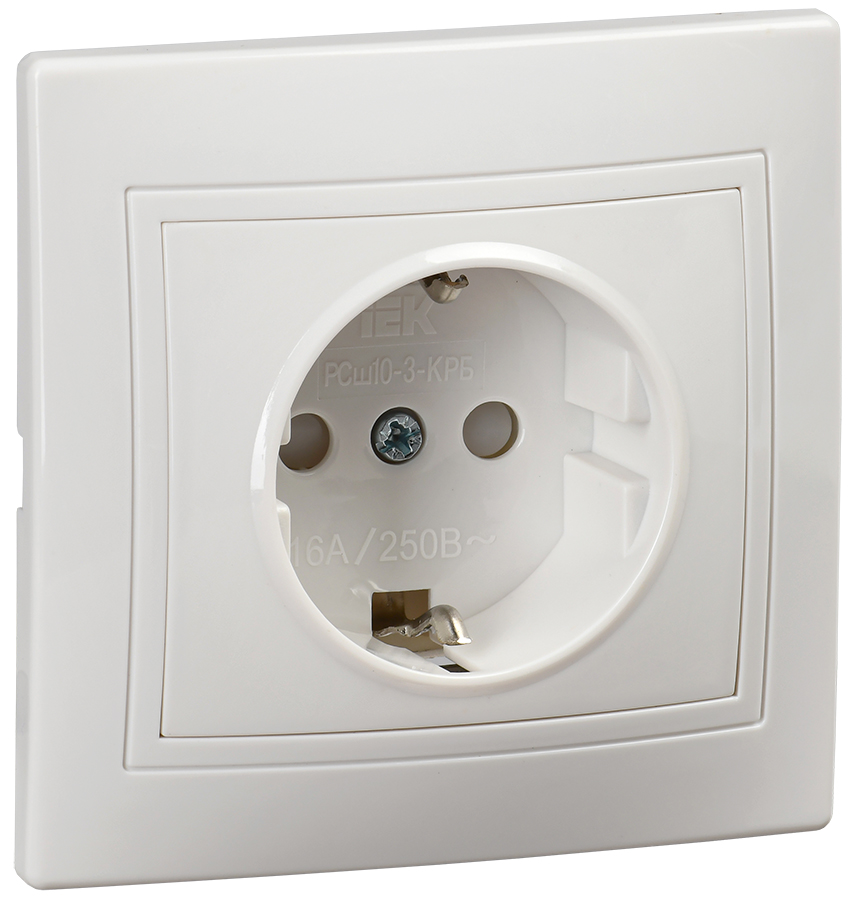 KVARTA Розетка 1-местная с заземлением с защитными шторками 16А РСш10-3-КРБ белый GENERICA