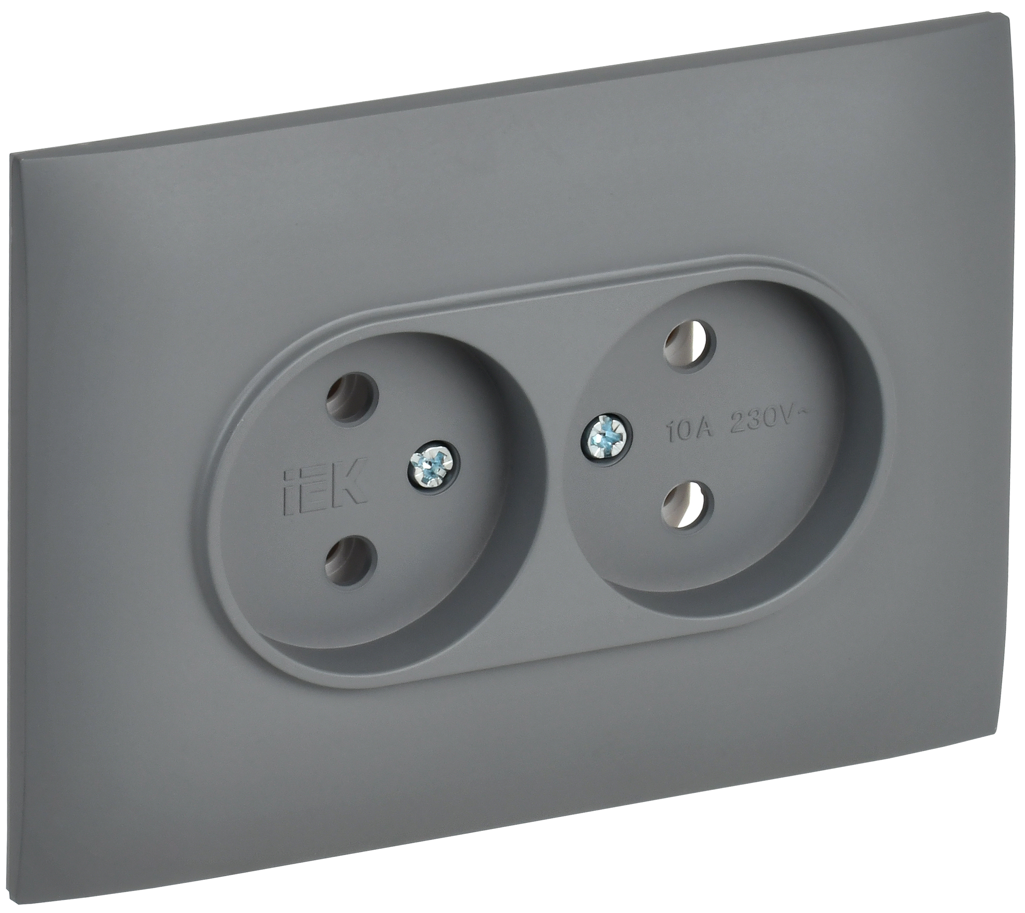 SKANDY Розетка 2-местная без заземления без защитных шторок 10А в сборе SK-R10Gr серый IEK