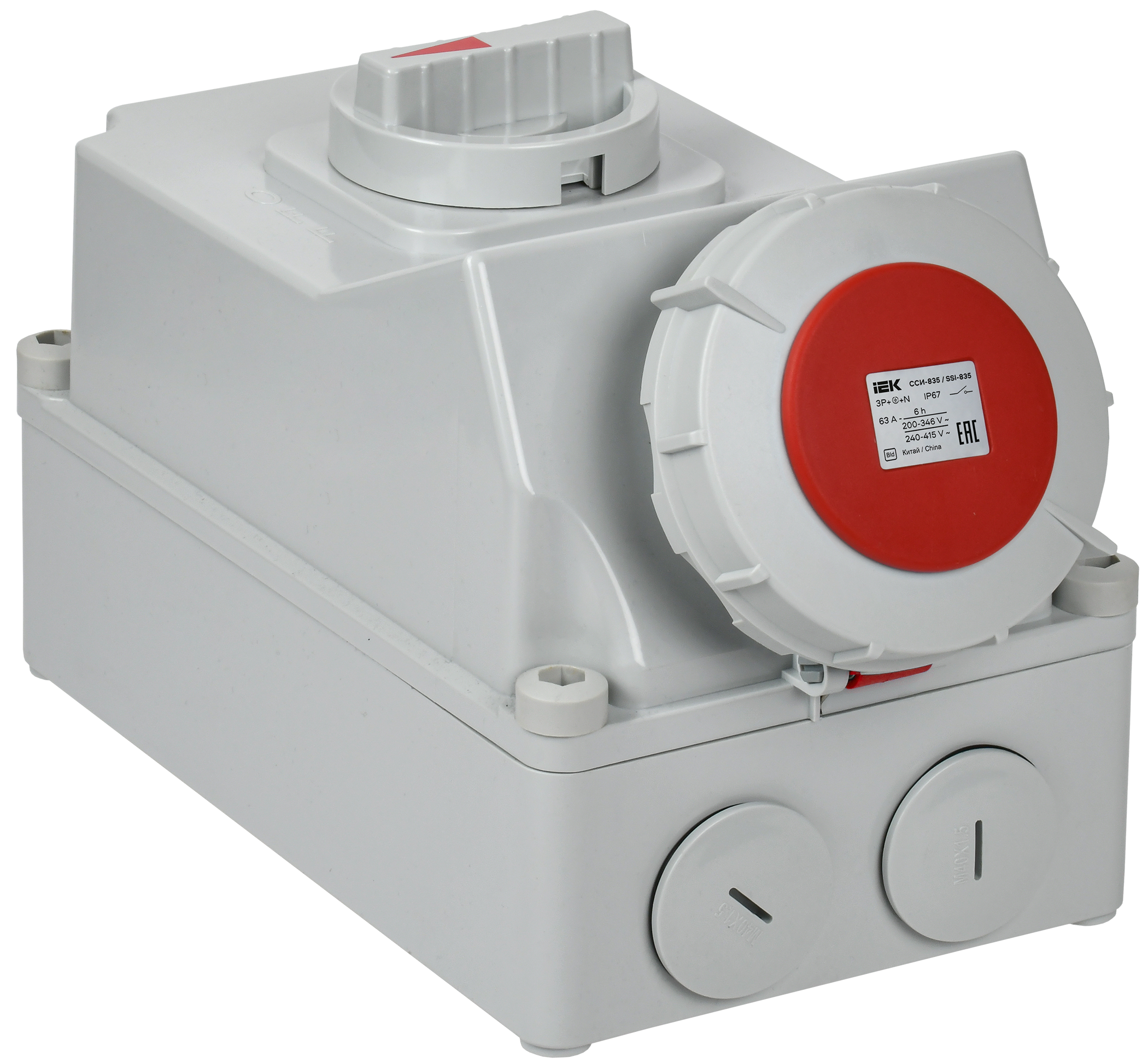 Розетка с механической блокировкой ССИ-835 63А-6ч/380В 3P+PE+N IP67 IEK