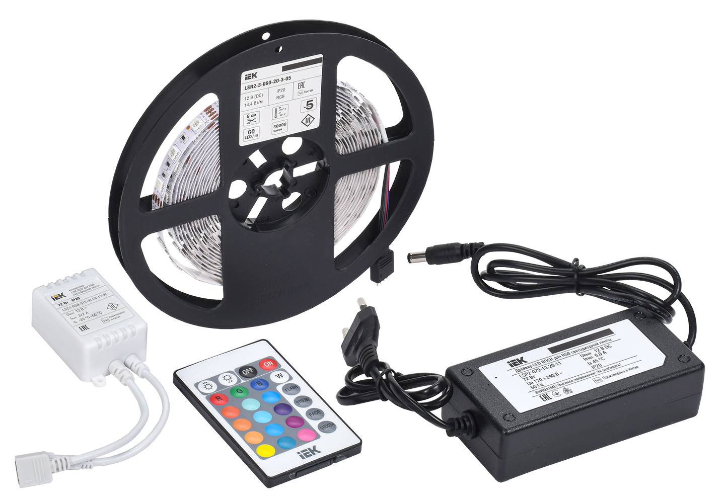 Комплект светодиодной ленты 5м LSR-5050RGB60 14,4Вт/м 12В RGB IP20 60LED/м