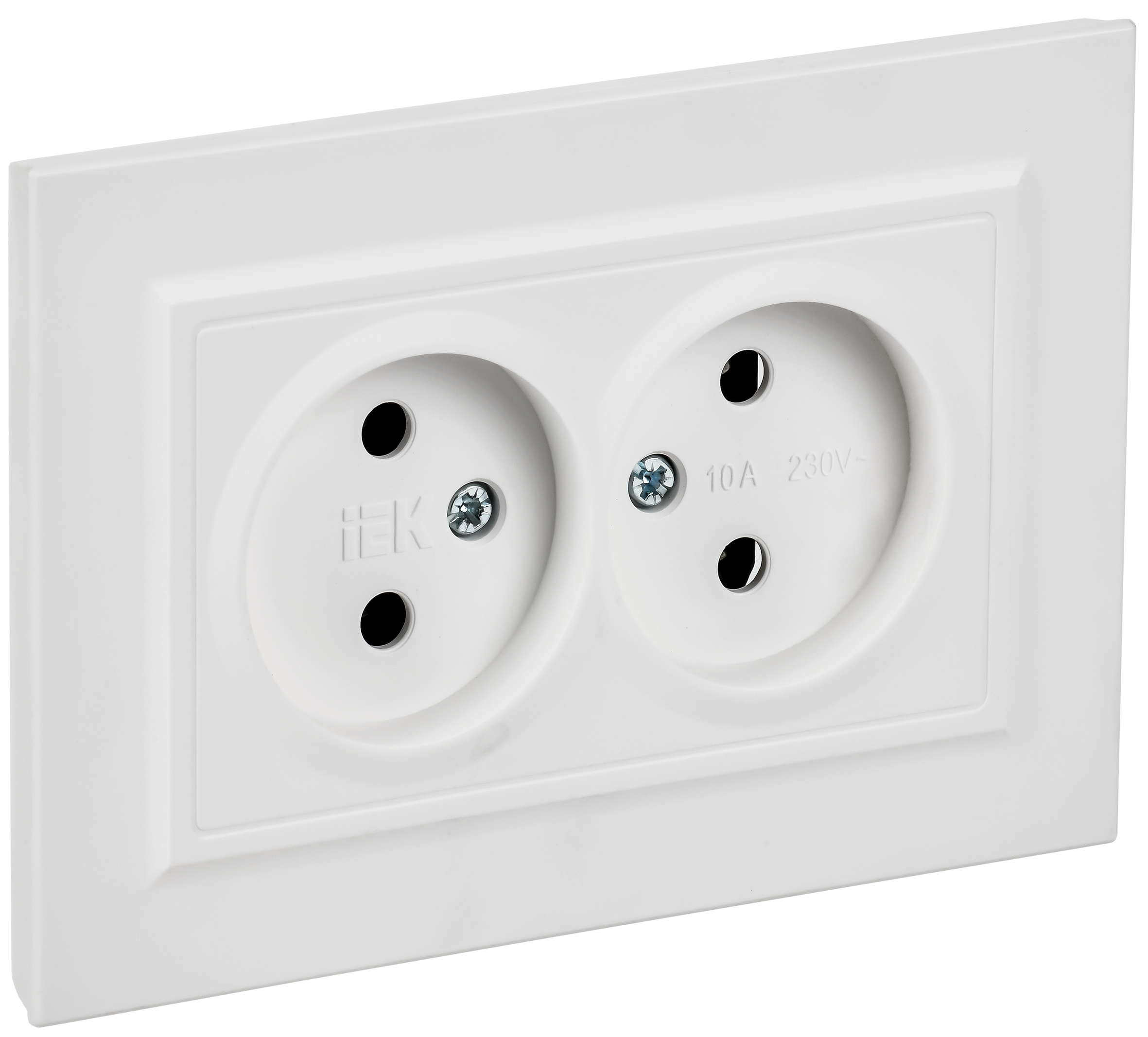BRITE Розетка 2-местная без заземления без защитных шторок 10А в сборе РС12-2-БрАБ арктический белый IEK