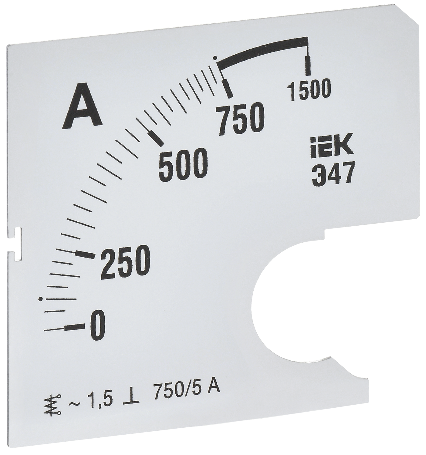 Шкала сменная для амперметра Э47 750/5А класс точности 1,5 72х72мм
