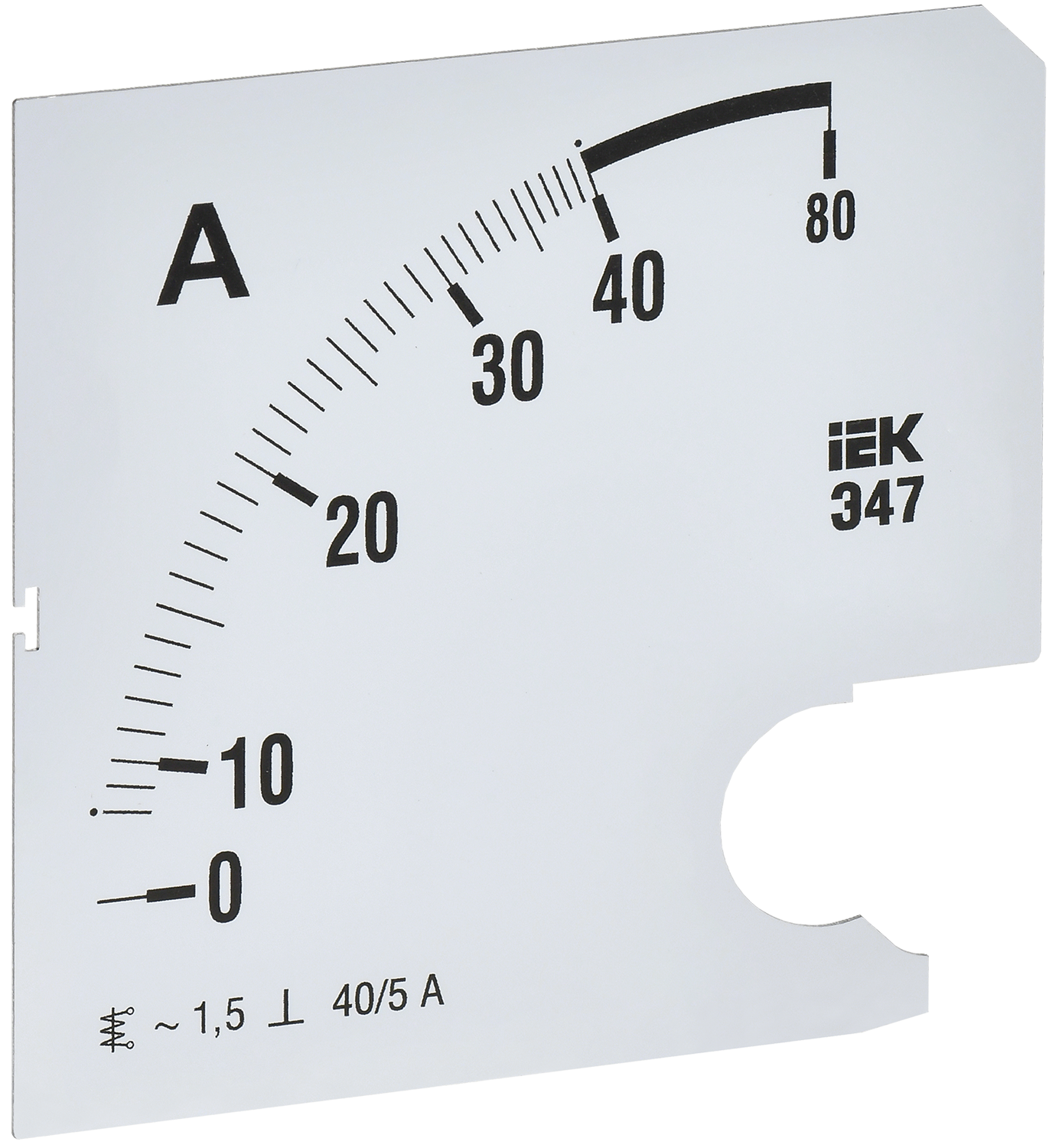 Шкала сменная для амперметра Э47 40/5А класс точности 1,5 96х96мм
