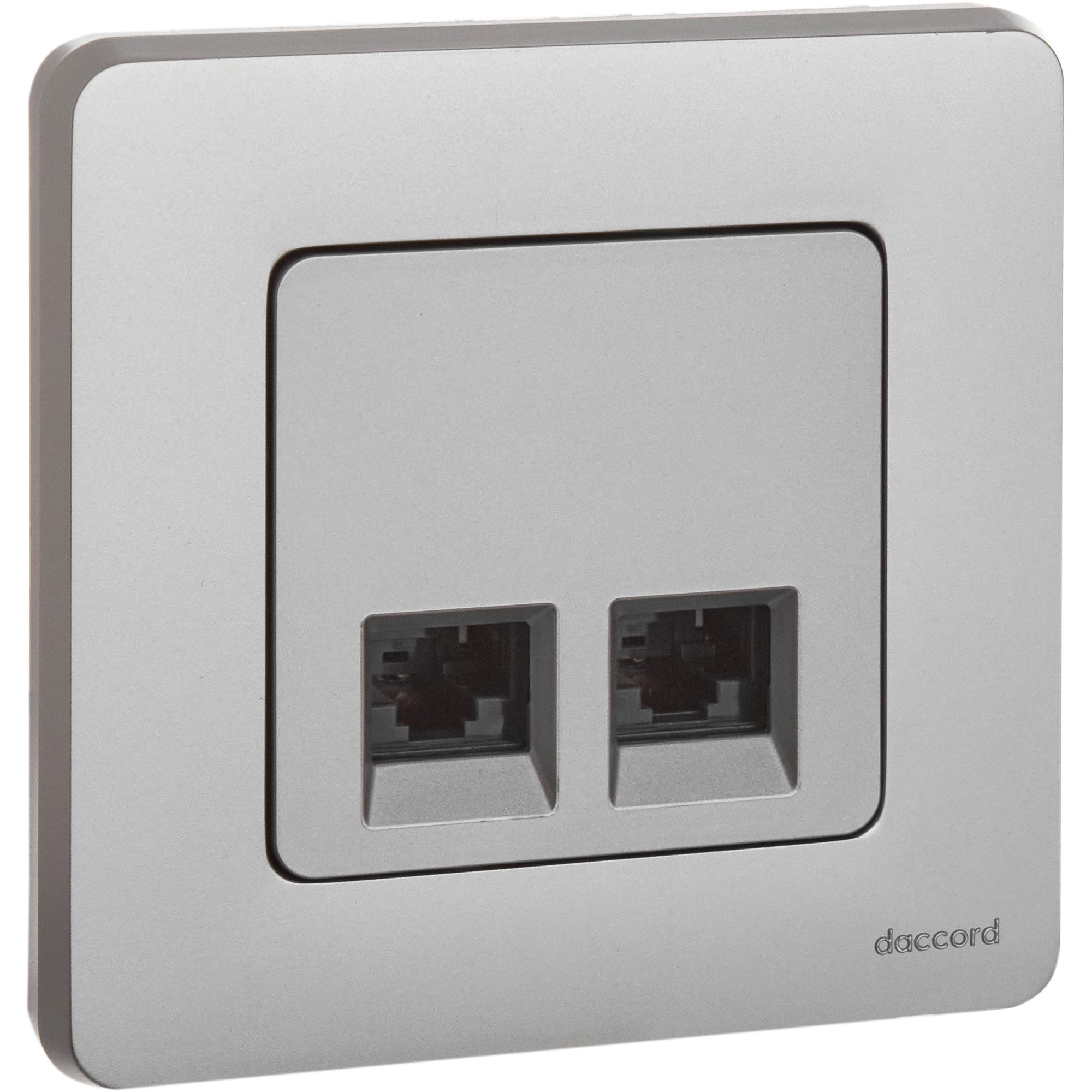 Розетка компьютерная двойная RJ45 категория 6 UTP алюминий INSPIRIA