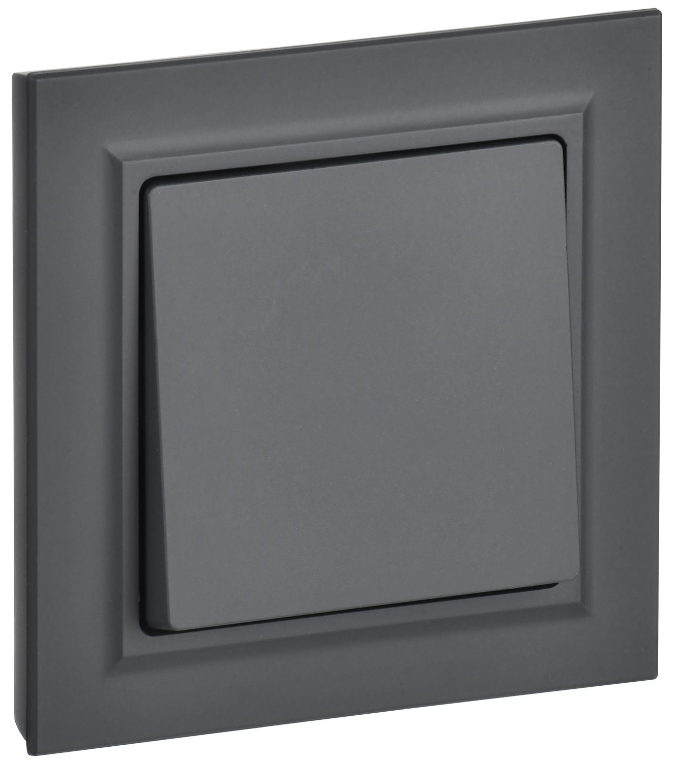 BRITE Выключатель одноклавишный 10А в сборе ВСР10-1-0-БрГ графит IEK