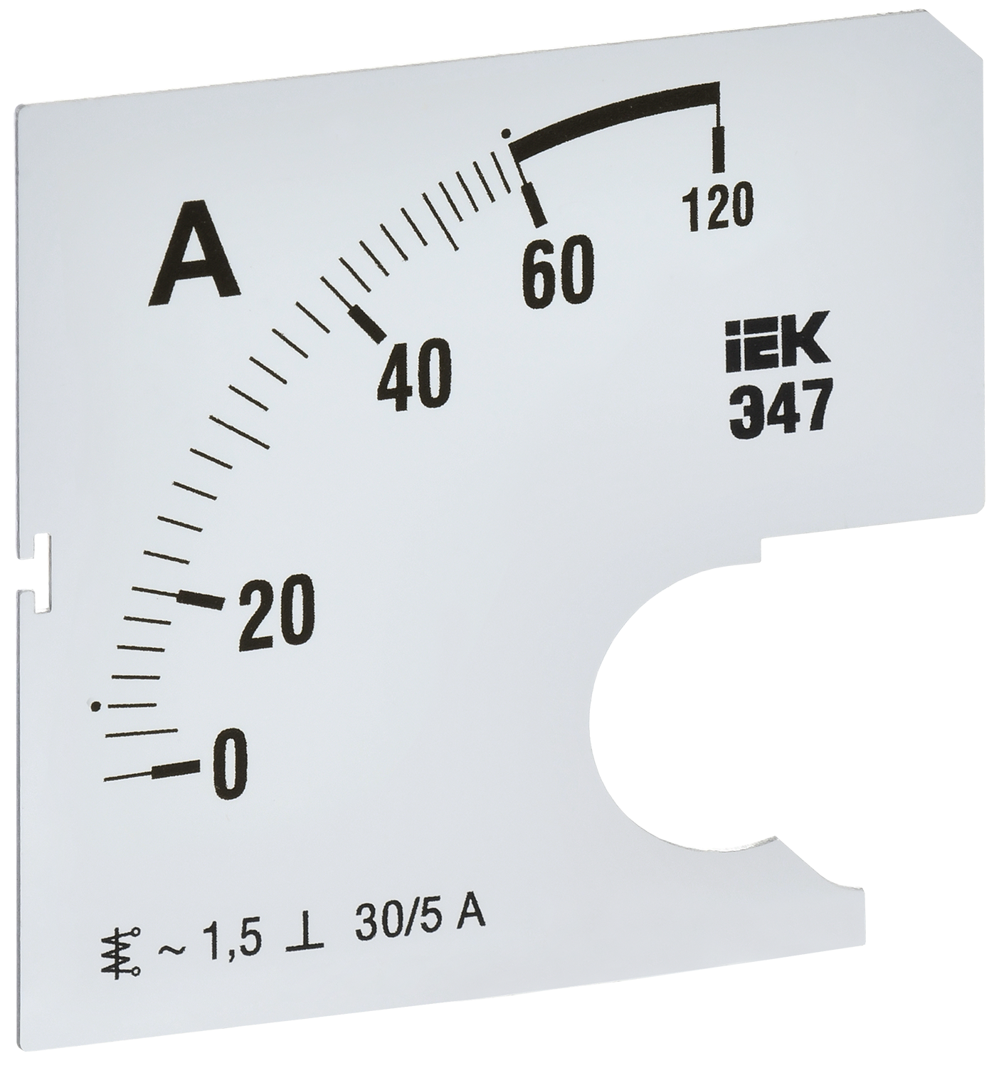 Шкала сменная для амперметра Э47 60/5А класс точности 1,5 72х72мм