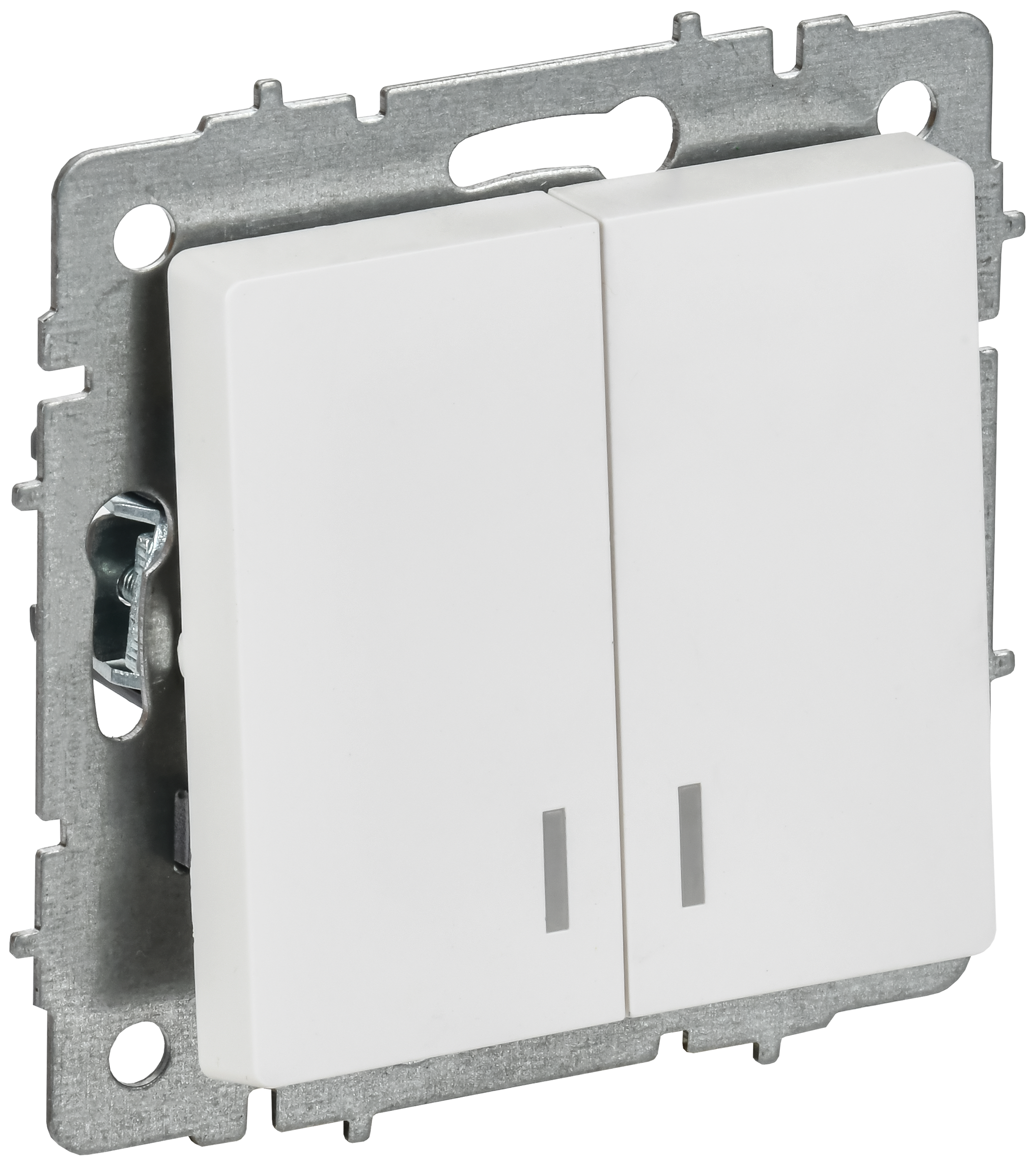 BRITE Выключатель 2-клавишный с индикацией 10А ВС10-2-1-БрАБ арктический белый IEK