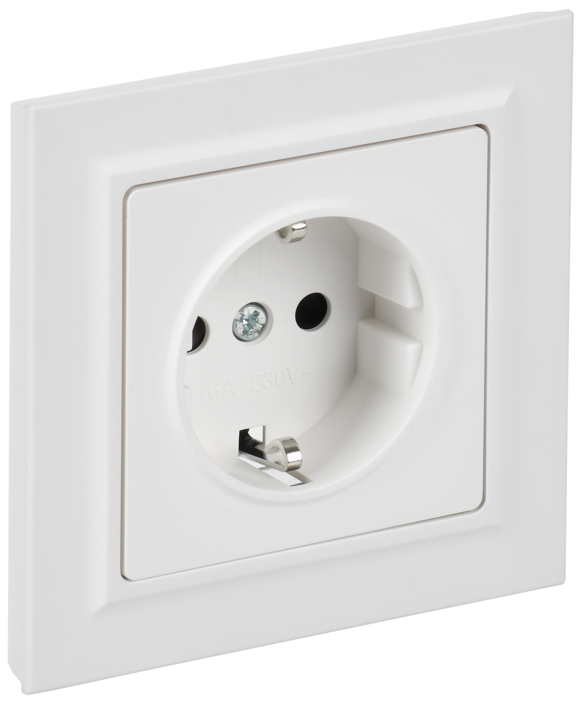 BRITE Розетка 1-местная с заземлением с защитными шторками 16А в сборе РСР14-1-0-БрАБ арктический белый IEK