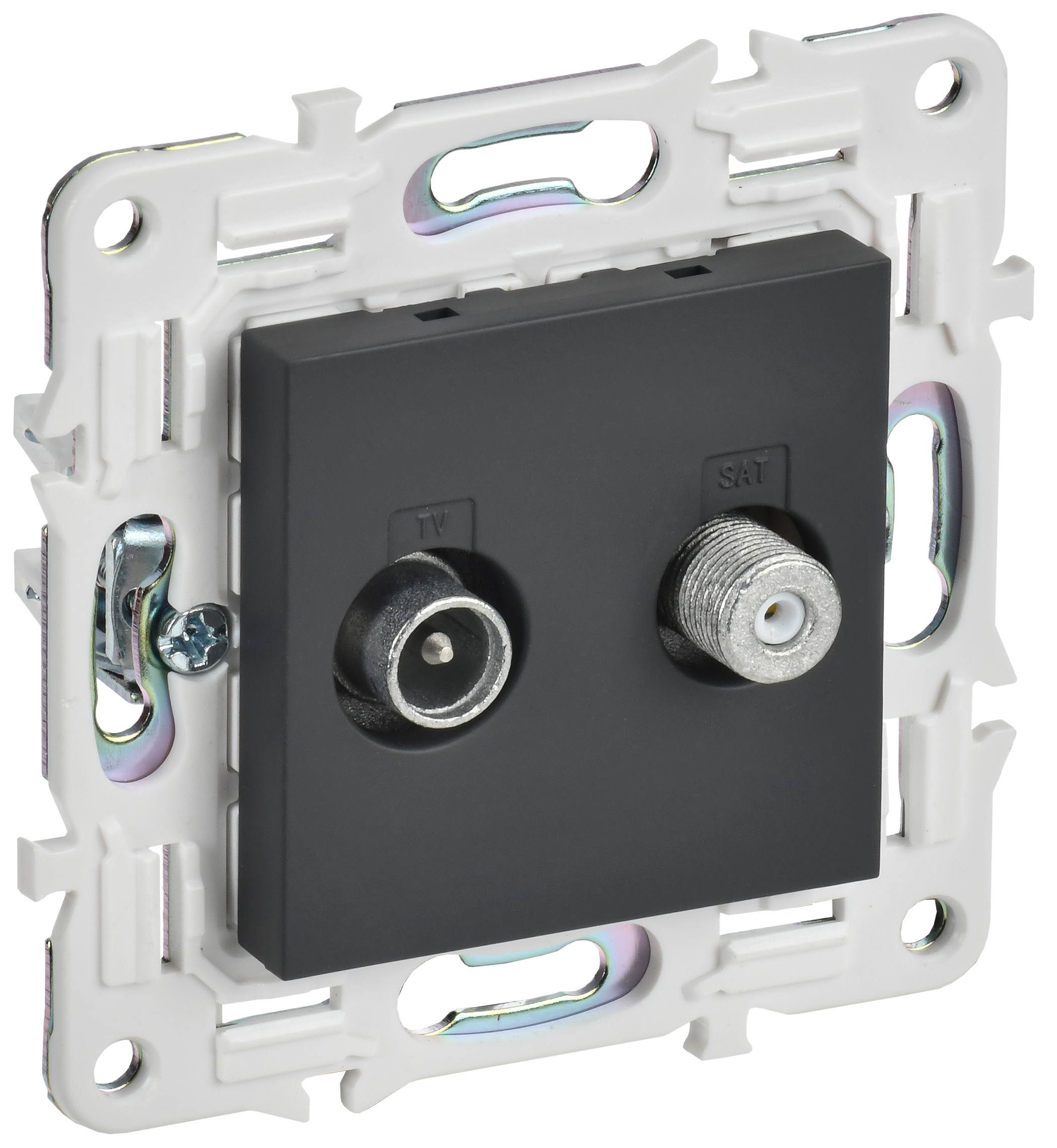 SKANDY Розетка двойная TV+SAT SK-A13G графит IEK