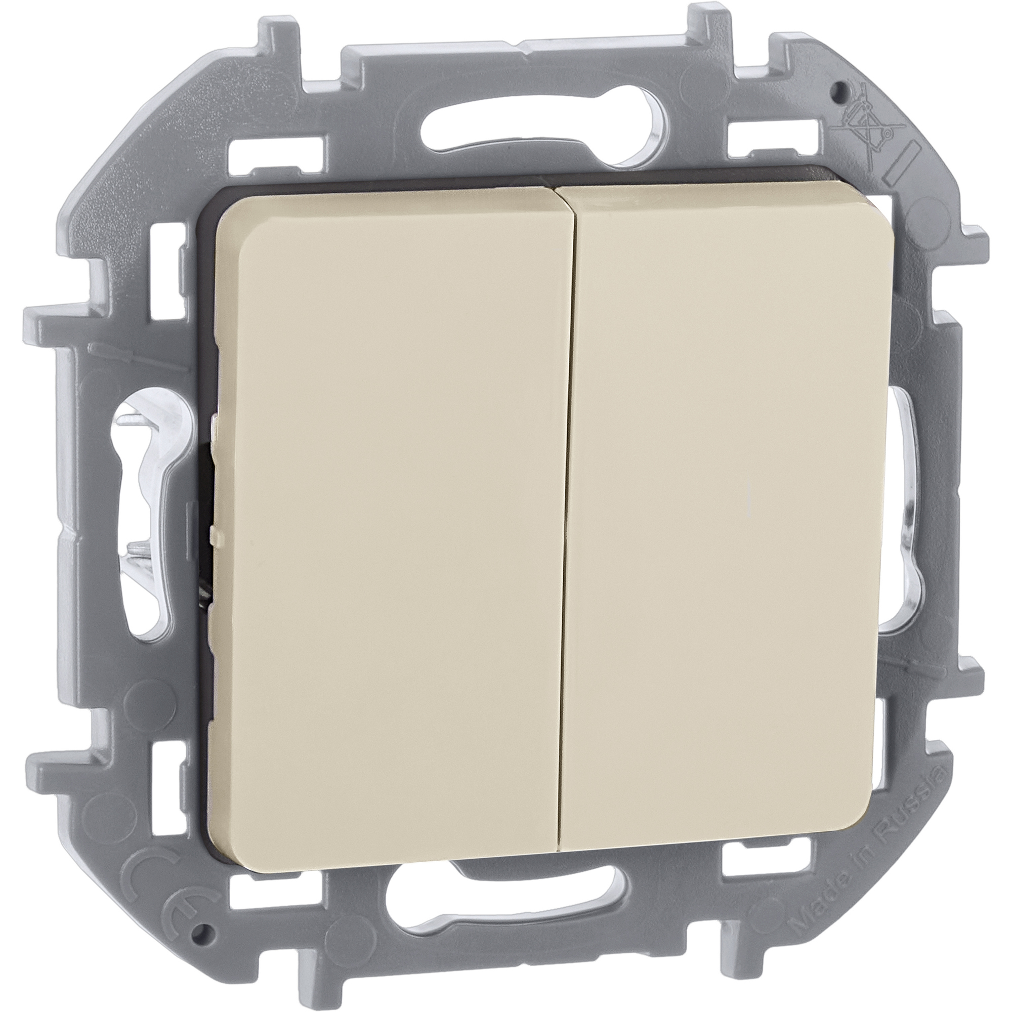 Выключатель 2-клавишный 10АХ безвинтовое крепление слоновая кость INSPIRIA