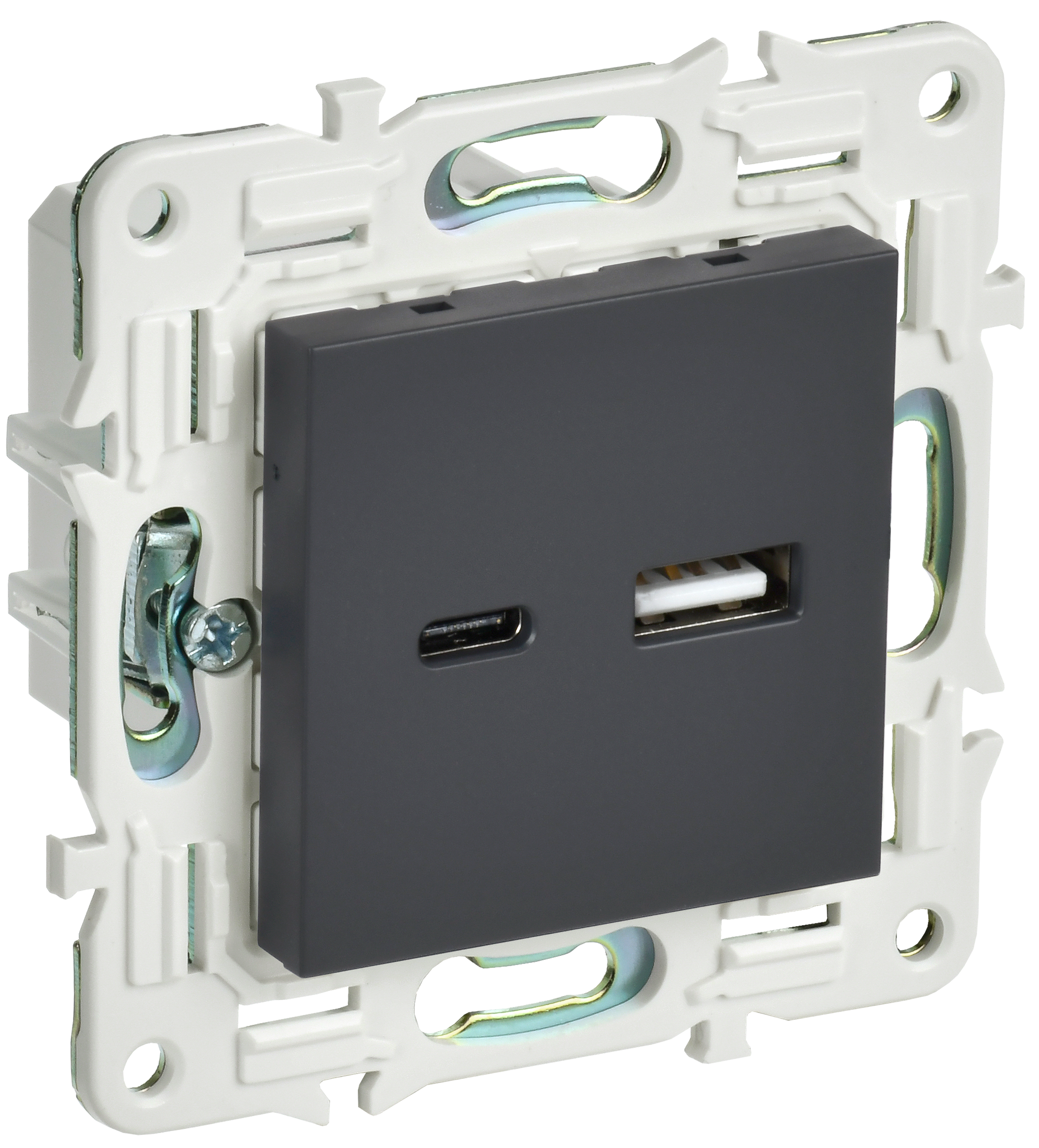 SKANDY Розетка USB A+C 3,1А SK-R14G графит IEK