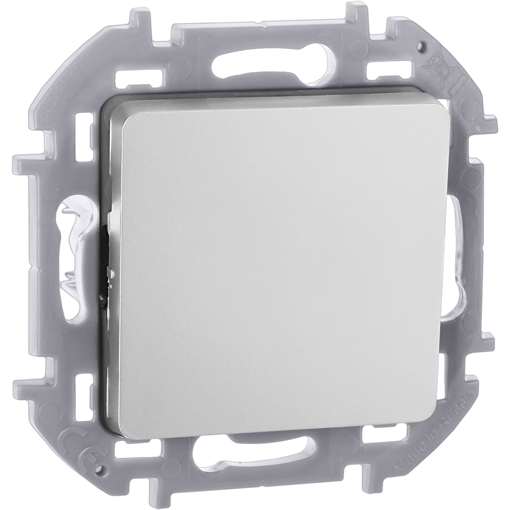 Выключатель 1-клавишный проходной 10АХ безвинтовое крепление алюминий INSPIRIA