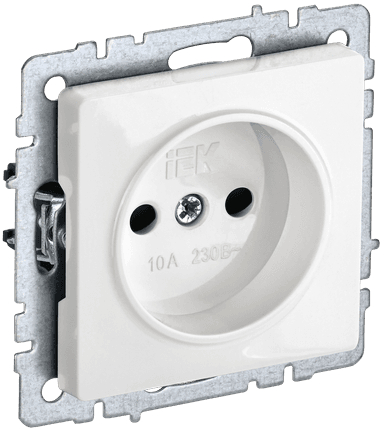BRITE Розетка 1 пост без заземления с защитными шторками 10А РСш10-2-БрБ белый IEK