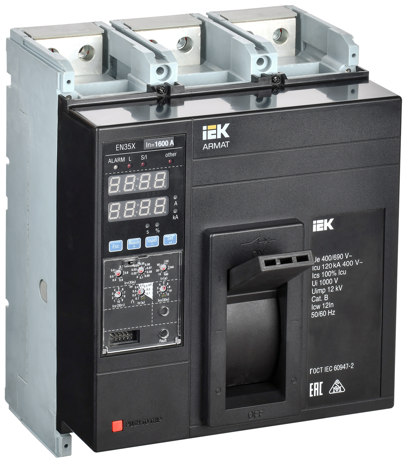 Выключатель автоматический в литом корпусе ARMAT 3P типоразмер N 120кА 1600А расцепитель электронный стандартный