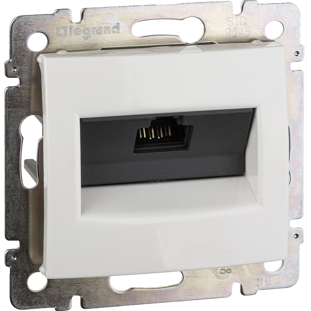 Розетка компьютерная RJ45 категория 5Е UTP с захватами белый VALENA