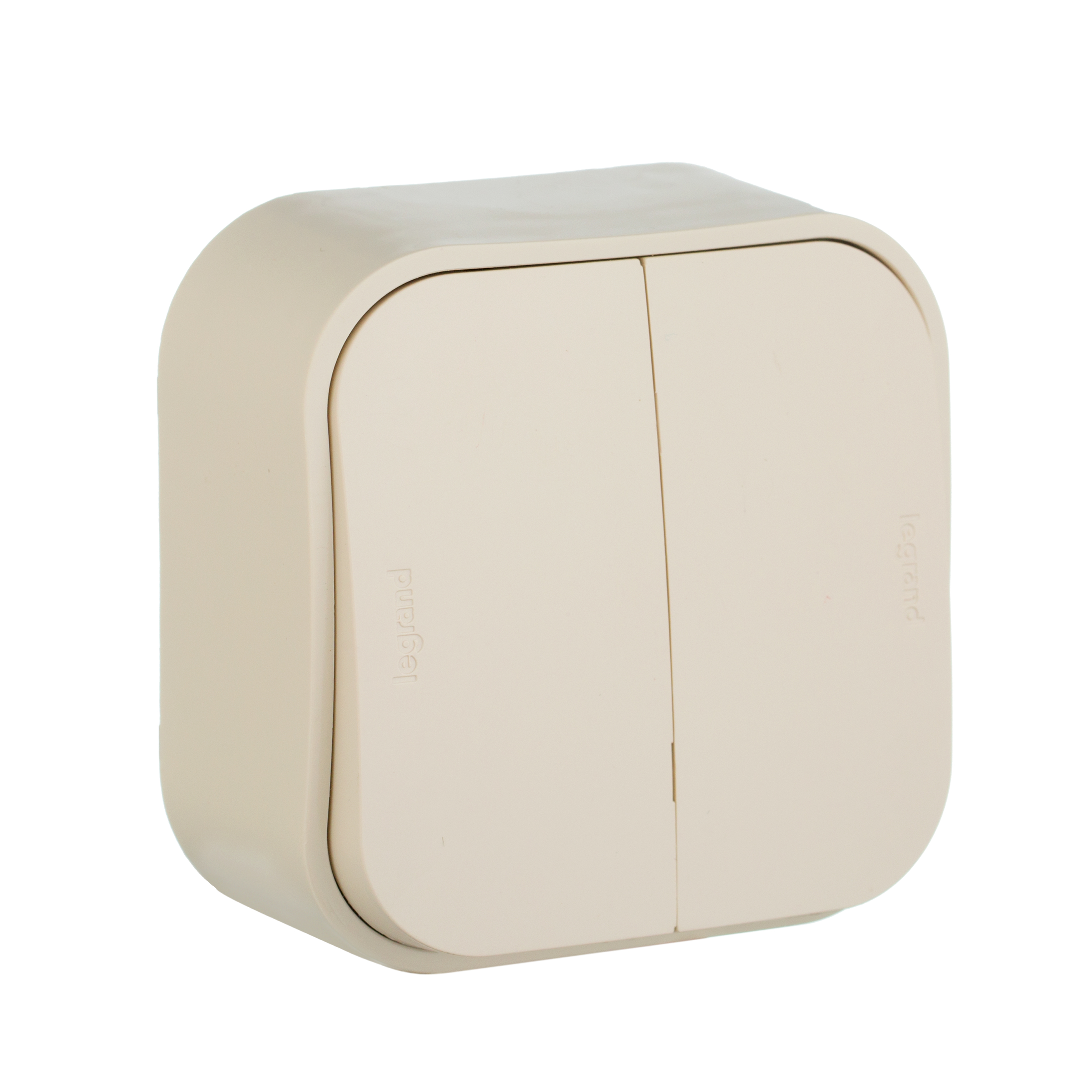 Выключатель 2-клавишный для открытой установки 10А слоновая кость QUTEO