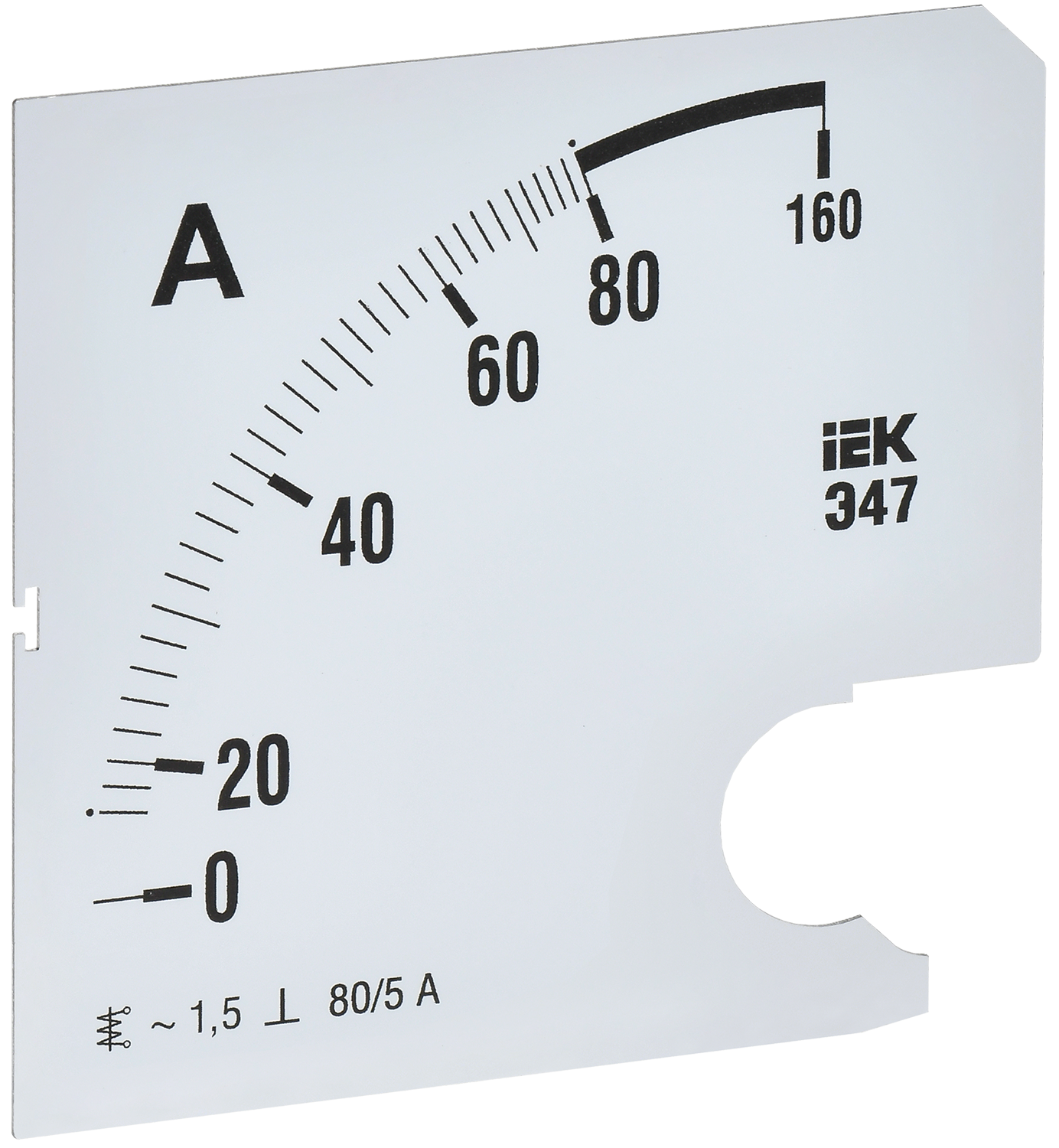 Шкала сменная для амперметра Э47 80/5А класс точности 1,5 96х96мм