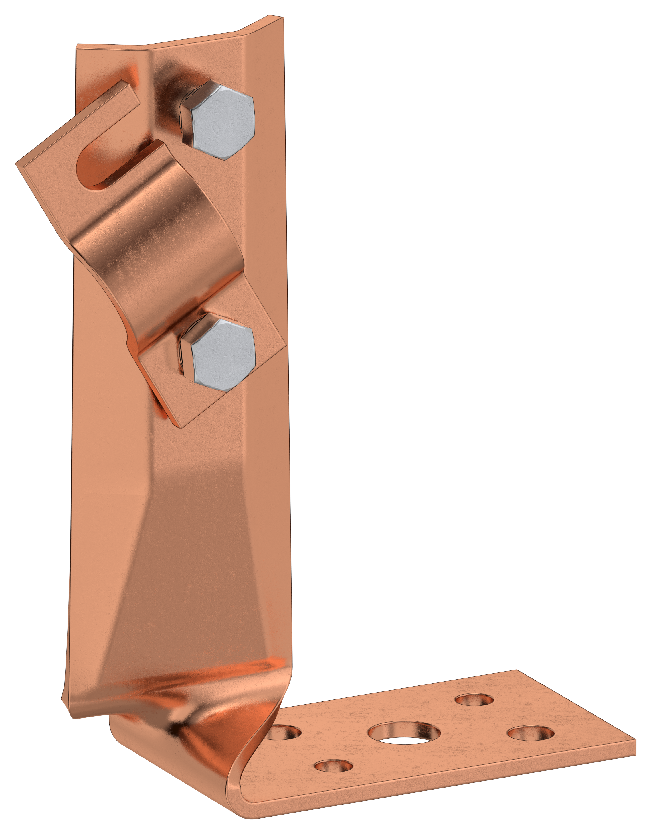 Держатель проводника круглого 6-10 мм винтовой угловой скрытый h 70 мм медь