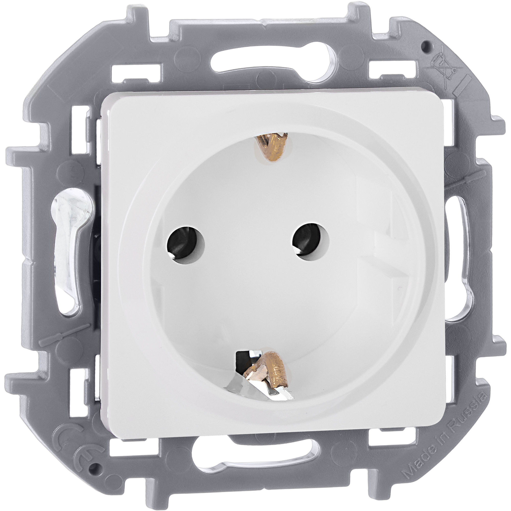 Розетка 1-местная с заземлением без защитных шторок 16А белый INSPIRIA