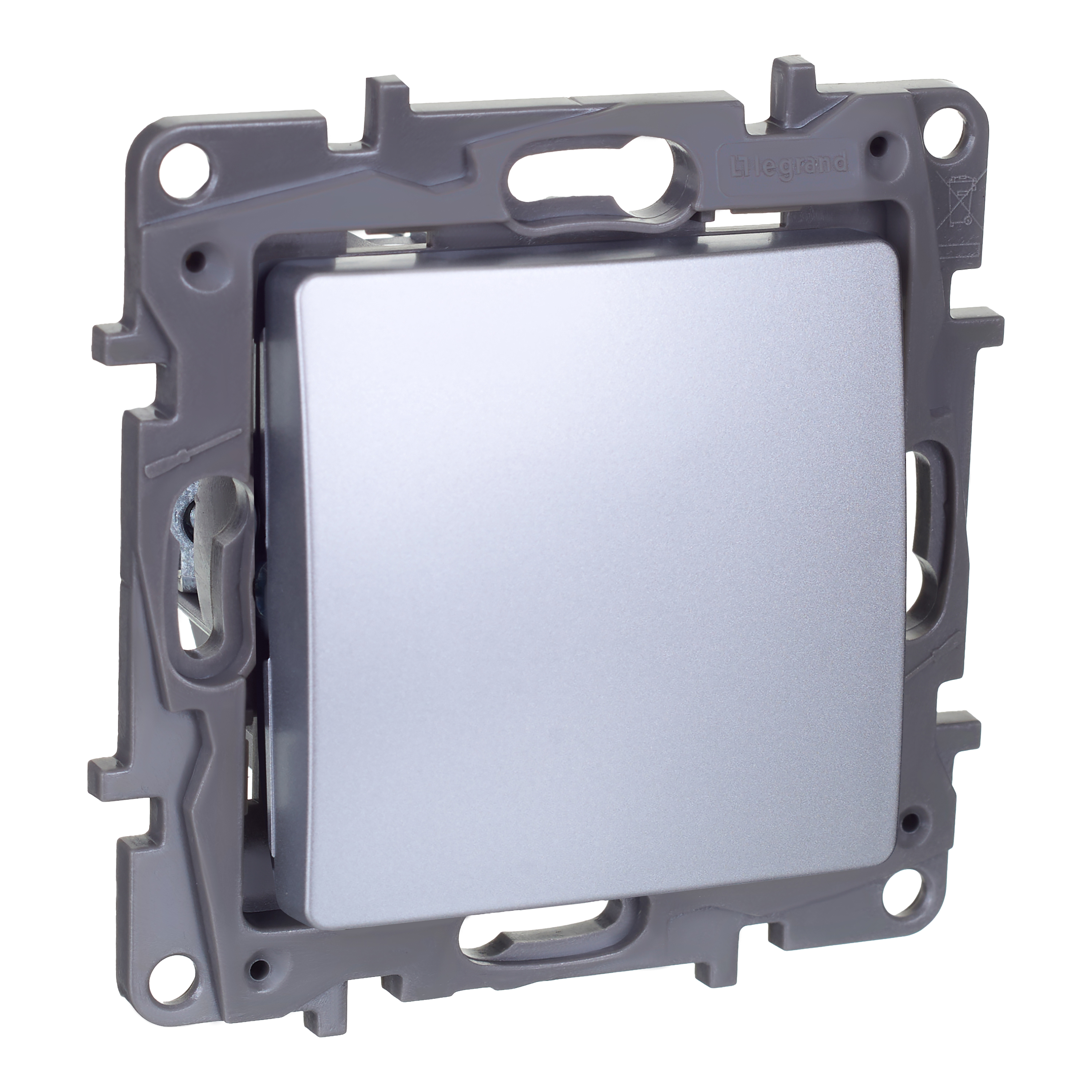 Выключатель 1-клавишный 10АХ перекрестный алюминий ETIKA