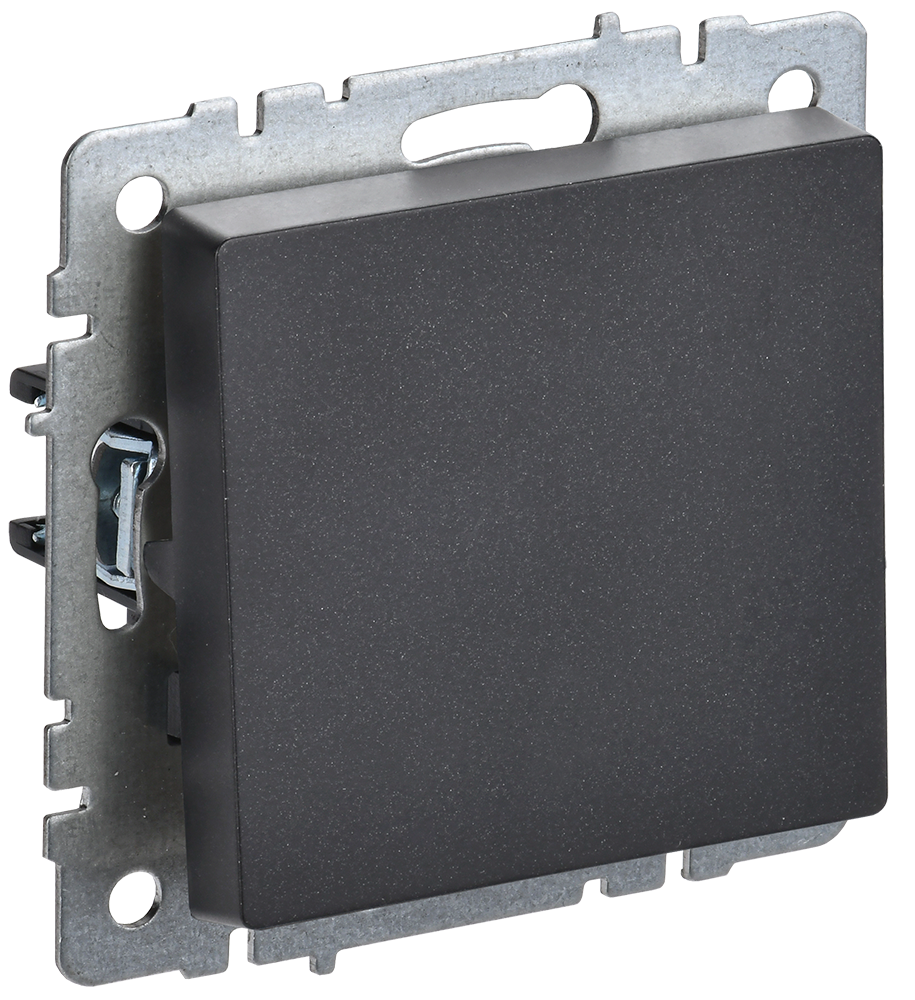 BRITE Выключатель 1-клавишный проходной 10А безвинтовое крепление ВС11-1-6-БрЧ черный IEK