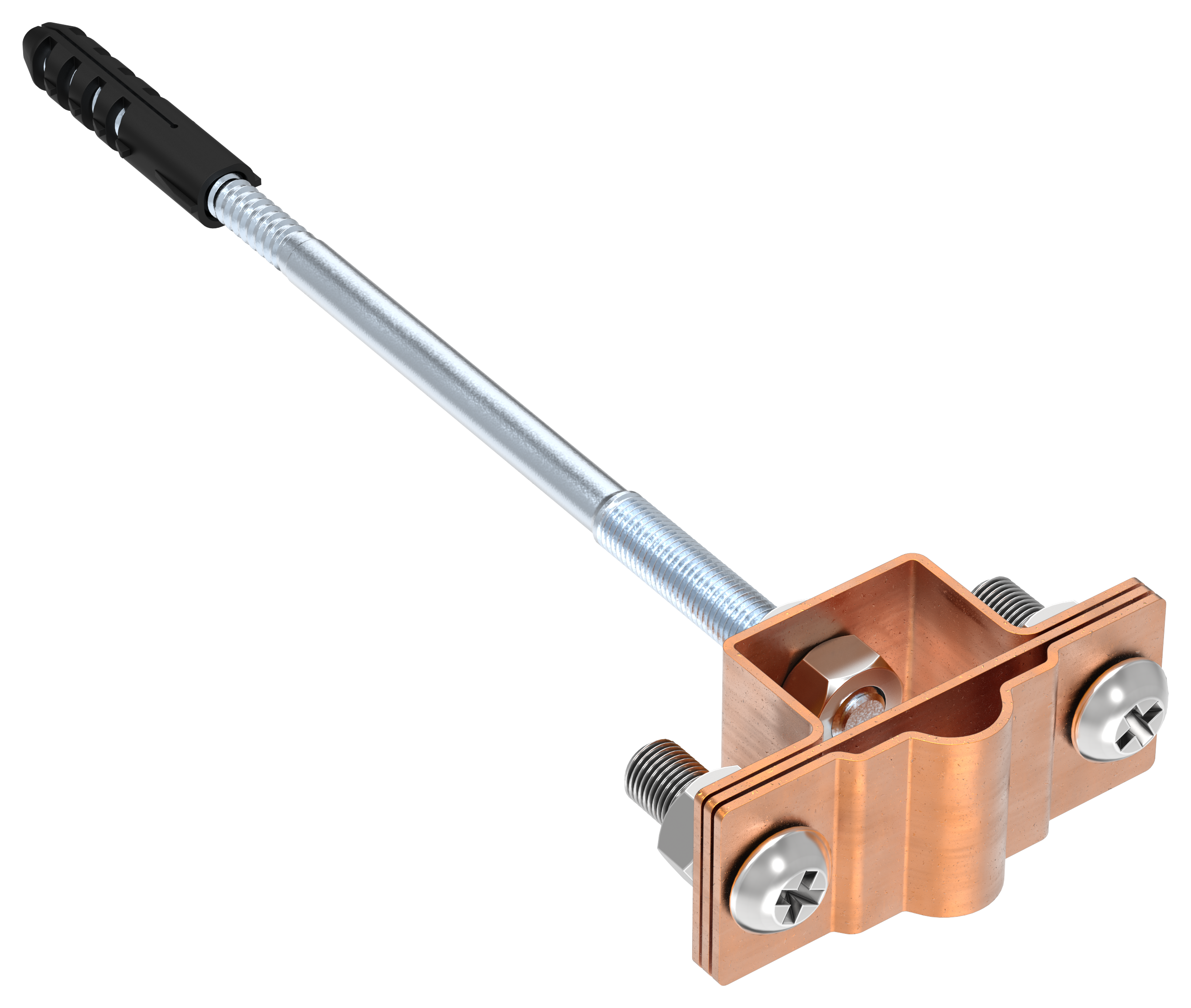 Держатель проводника круглого 8-10 мм для деревянного фасада медь