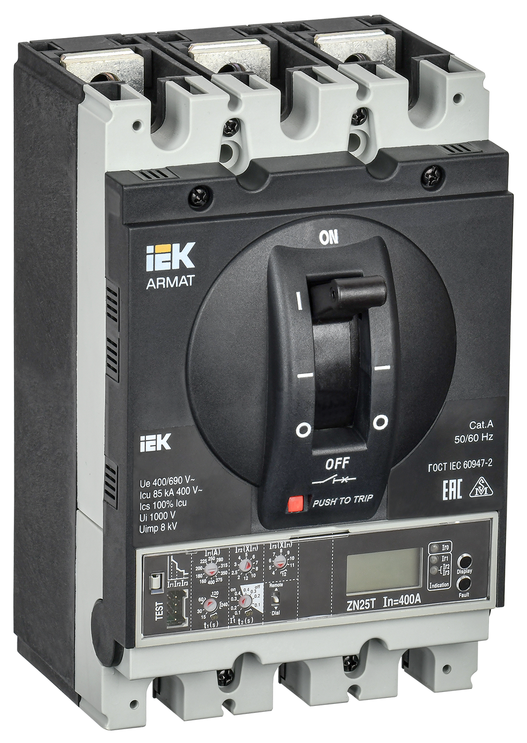 Выключатель автоматический в литом корпусе ARMAT 3P типоразмер H 85кА 250А расцепитель электронный продвинутый