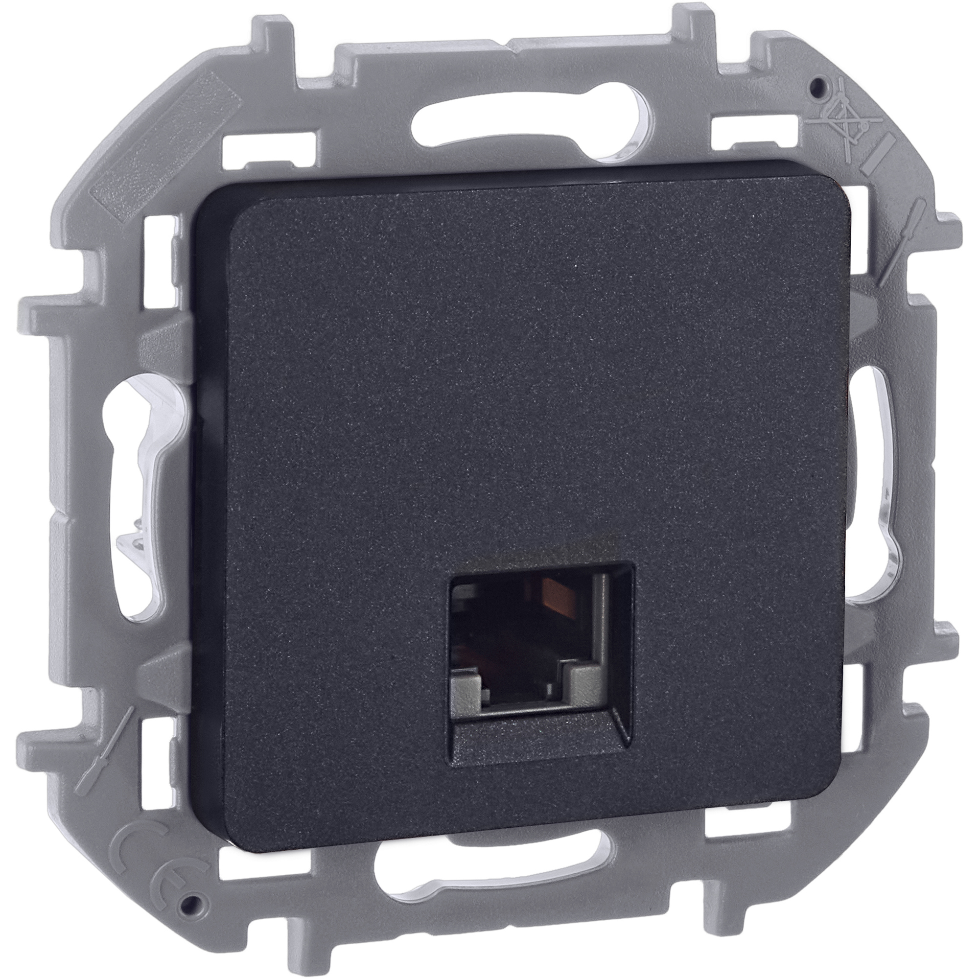 Розетка компьютерная RJ45 категория 6 UTP антрацит INSPIRIA