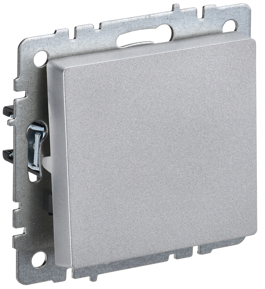 BRITE Выключатель 1-клавишный проходной 10А безвинтовое крепление ВС11-1-6-БрА алюминий IEK