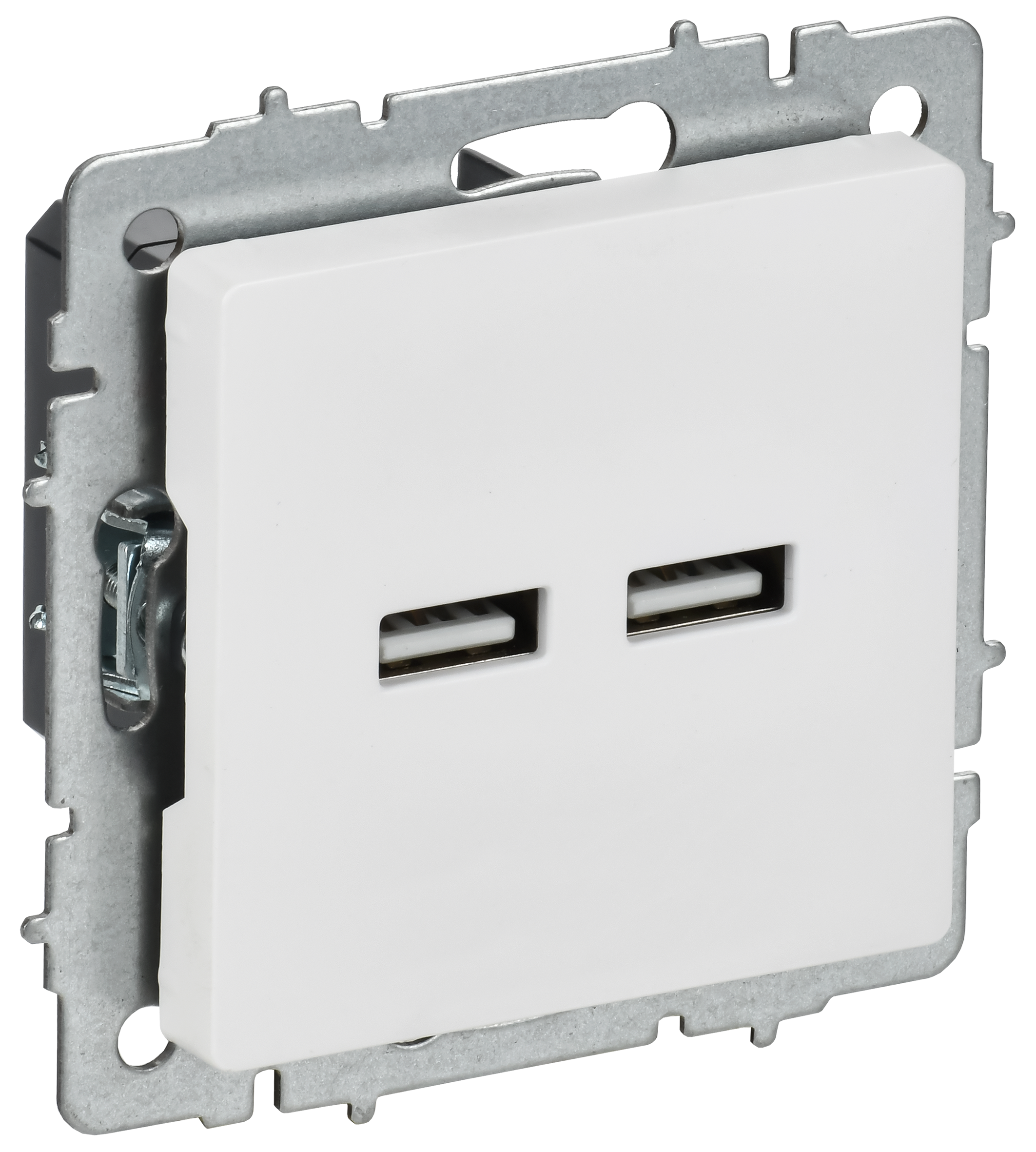 BRITE Розетка USB A+A 5В 3,1А РЮ10-1-БрАБ арктический белый IEK