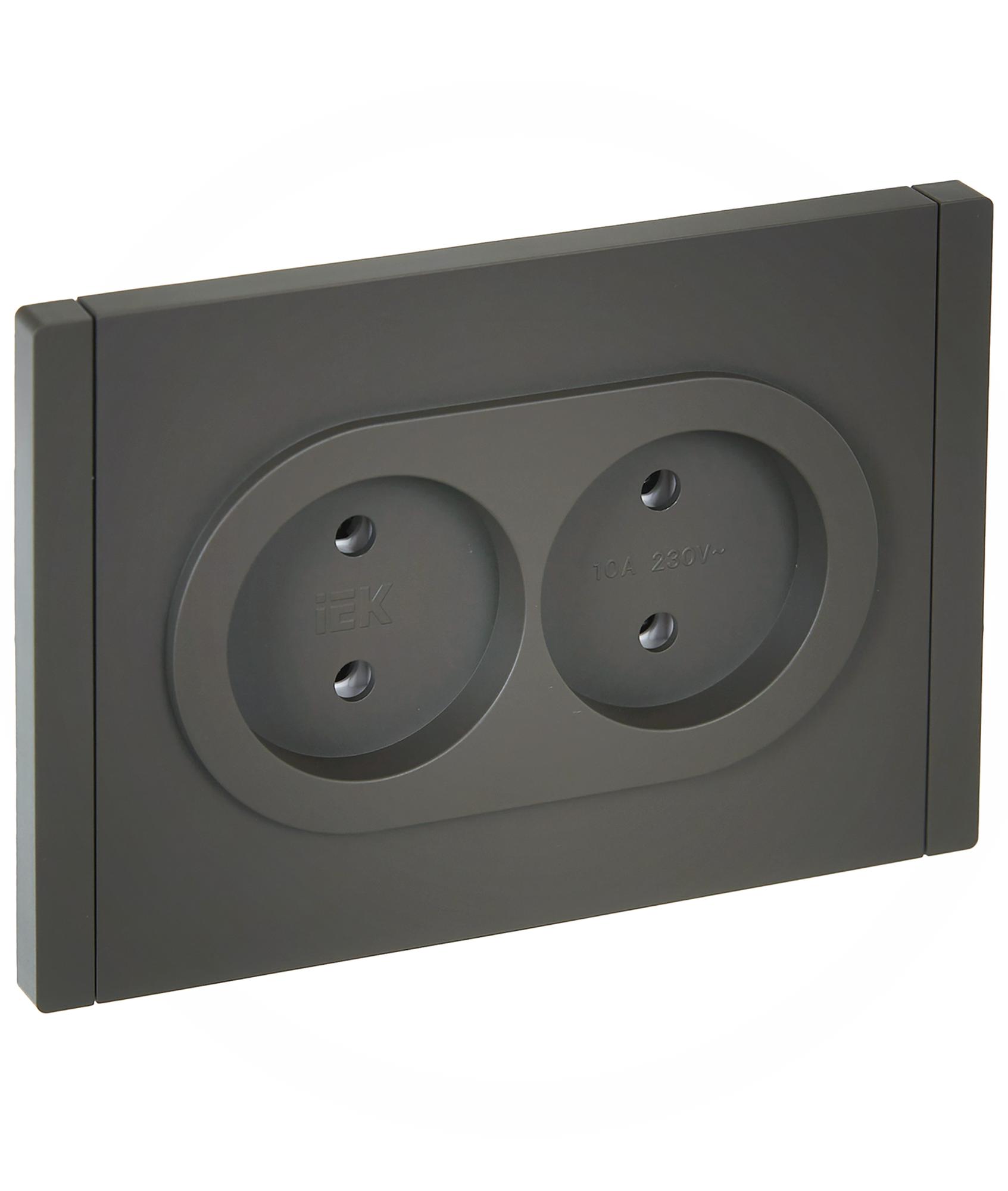 FORTE&PIANO Розетка 2-местная без заземления без защитных шторок безвинтовое крепление 10А FP326 серый IEK