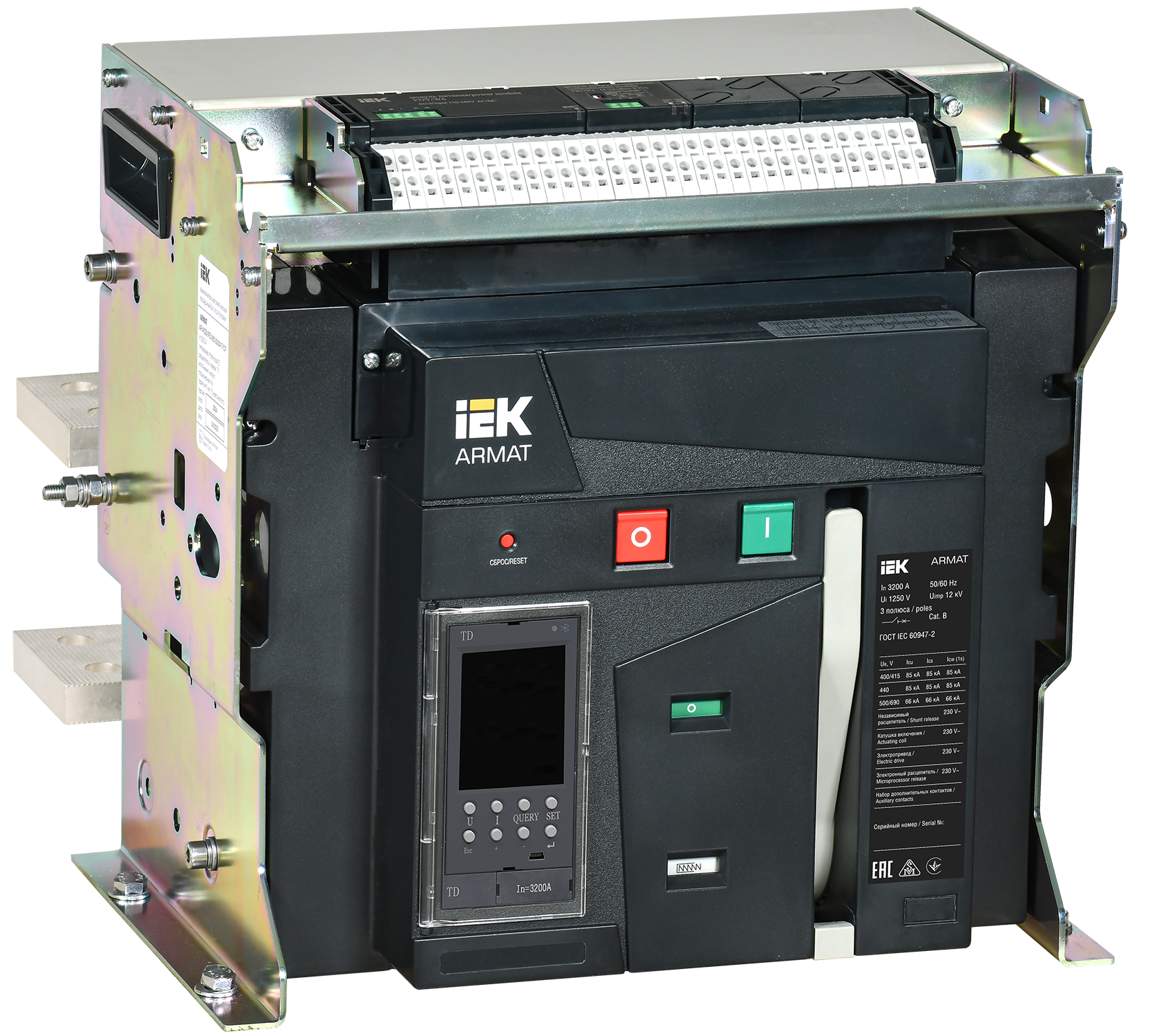 Выключатель автоматический воздушный стационарного исполнения 3P F 85кА 3200А расцепитель TD с комплектом аксессуаров 220В